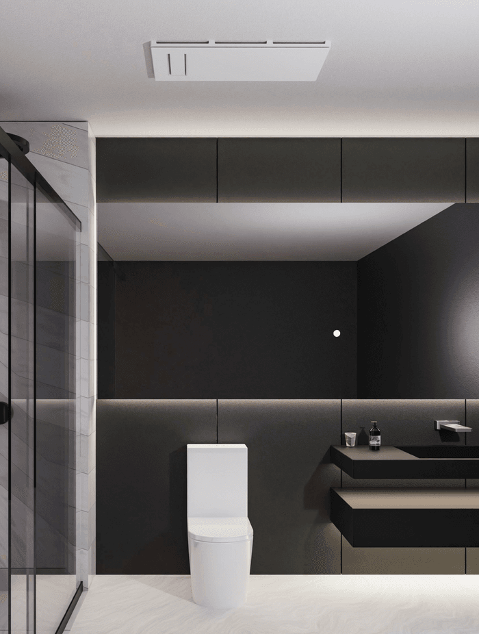 The ventilation fan ensures fresh air circulation, creating a comfortable and healthy environment in your bathroom.