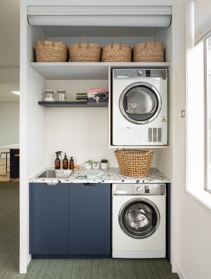 Roller doors are the perfect solution for a laundry cupboard.