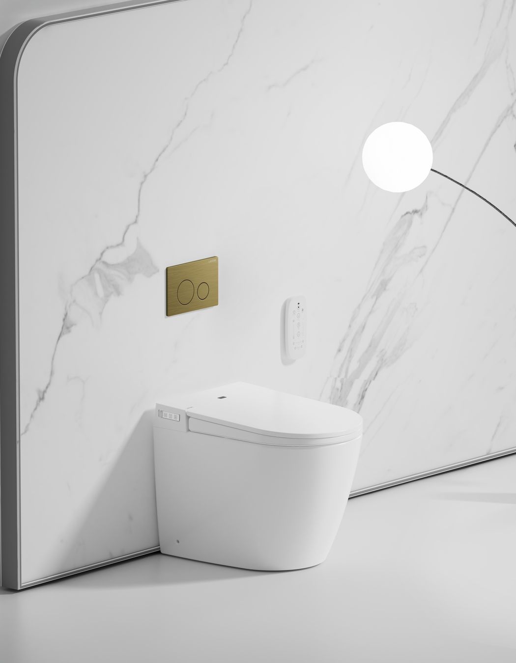 The hidden cistern allows for a stylish in-wall flush plate.
