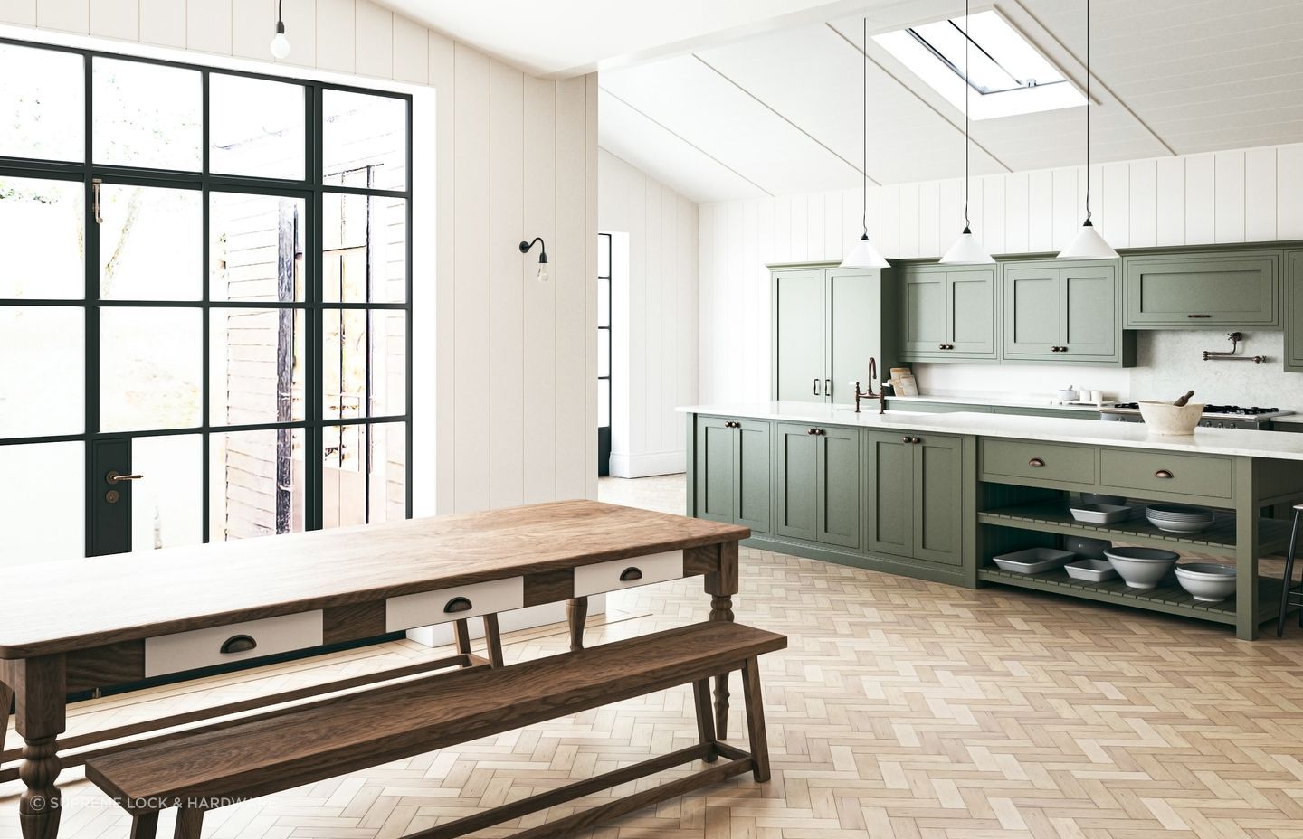 Round handles and cup pulls offer an organic and traditional aesthetic.