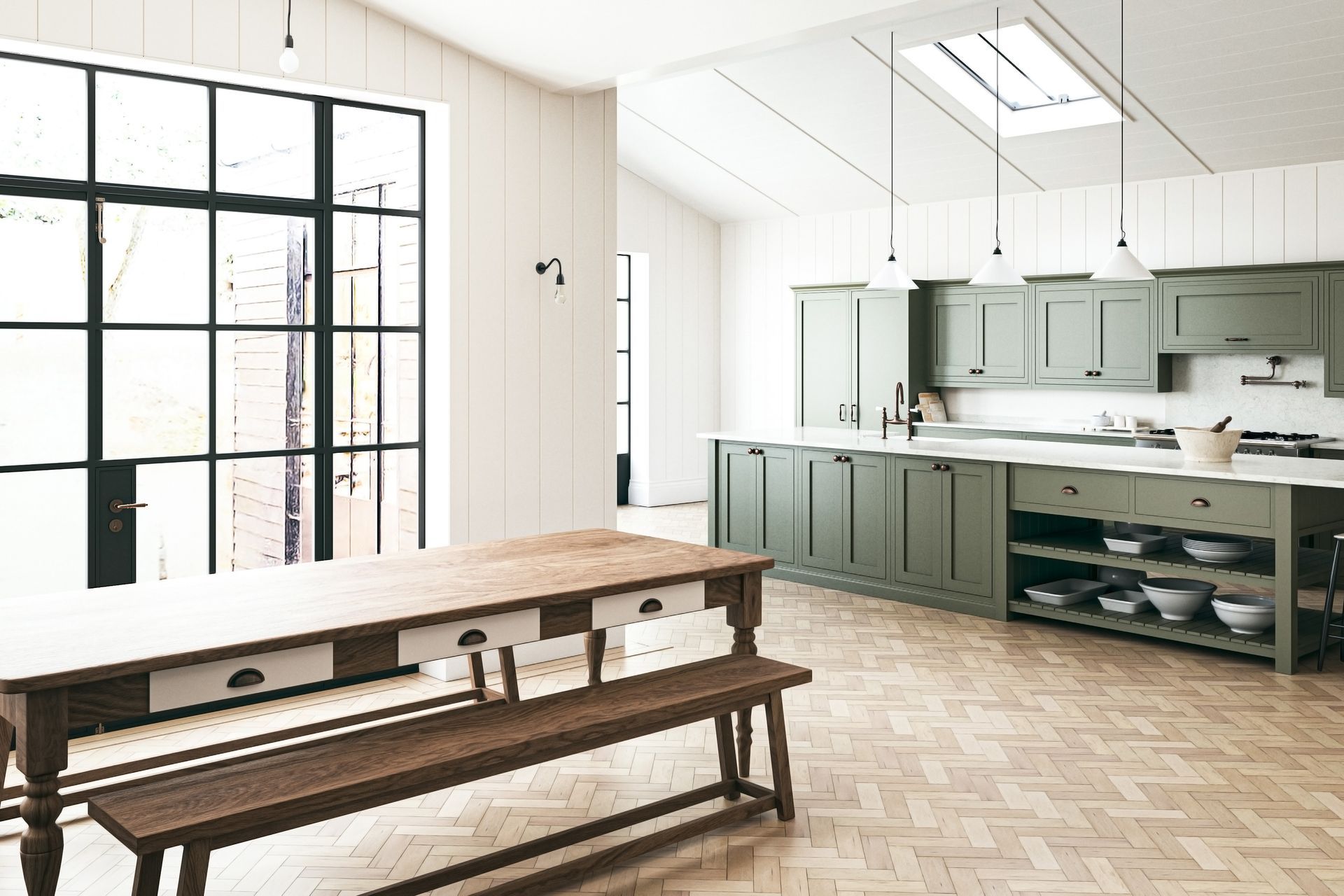 Round handles and cup pulls offer an organic and traditional aesthetic.