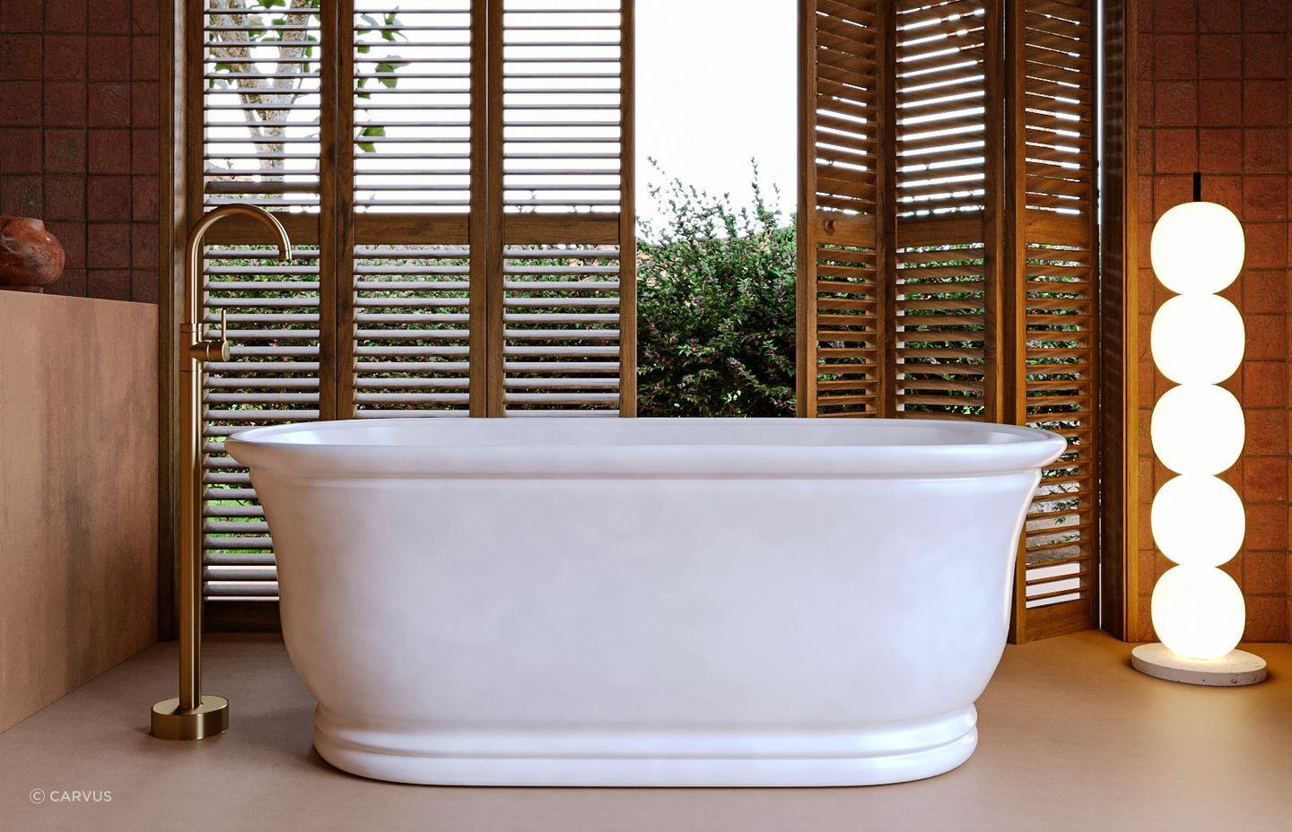 Opulent and elegant — the Sona Marble Bathtub.