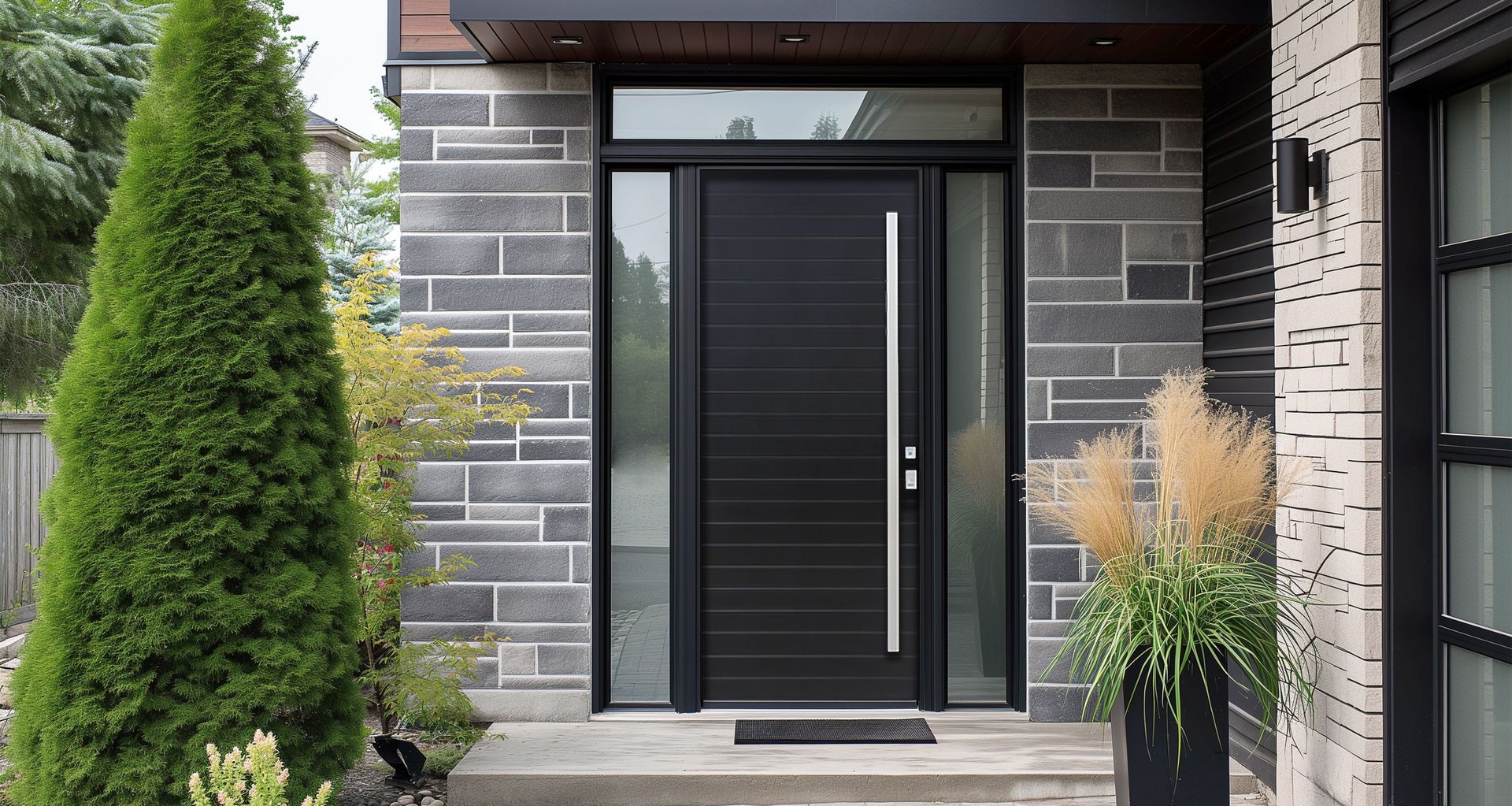 This aluminium front door by Parkwood Doors showcases aluminium's suitability for darker colours while remaining durable.
