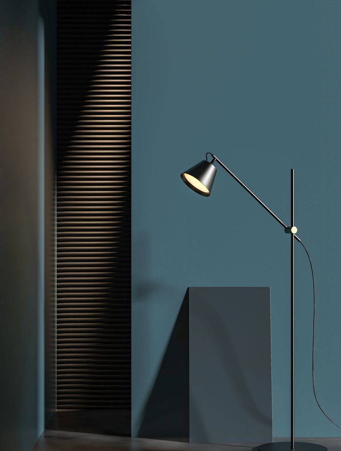 The Studio 8 Floor Lamp is an optimal task lighting solution, suitable for a living space or bedroom.