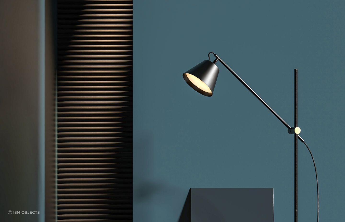 The Studio 8 Floor Lamp is an optimal task lighting solution, suitable for a living space or bedroom.