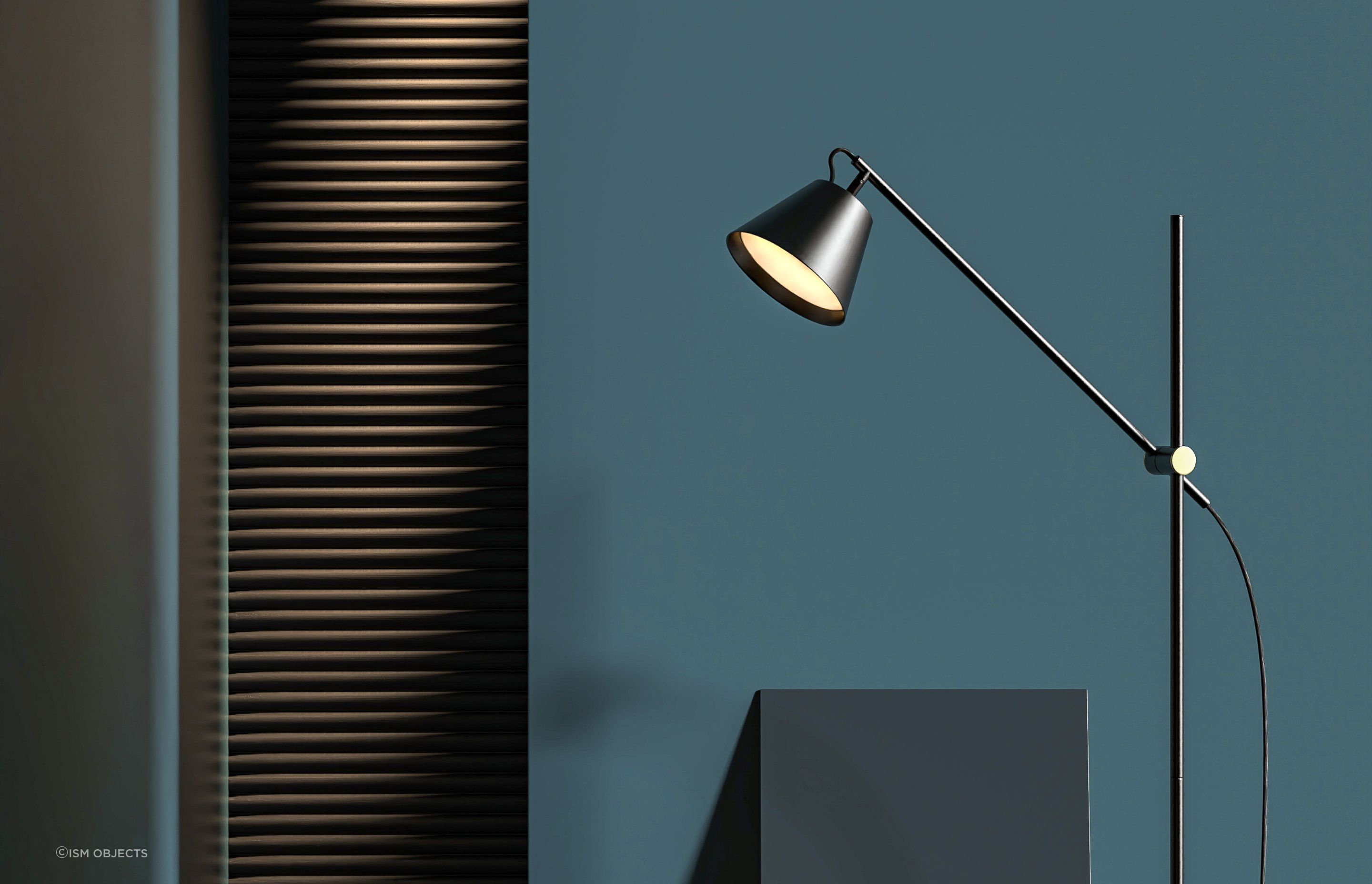 The Studio 8 Floor Lamp is an optimal task lighting solution, suitable for a living space or bedroom.