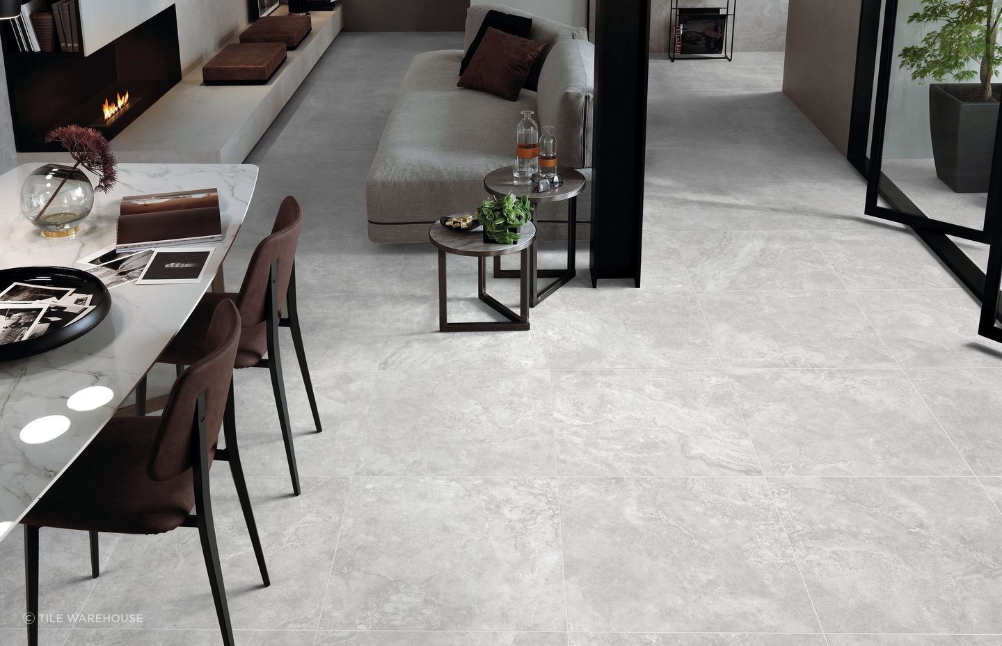 Suitable for indoors and out, the tiles are effective in creating indoor-outdoor connection.