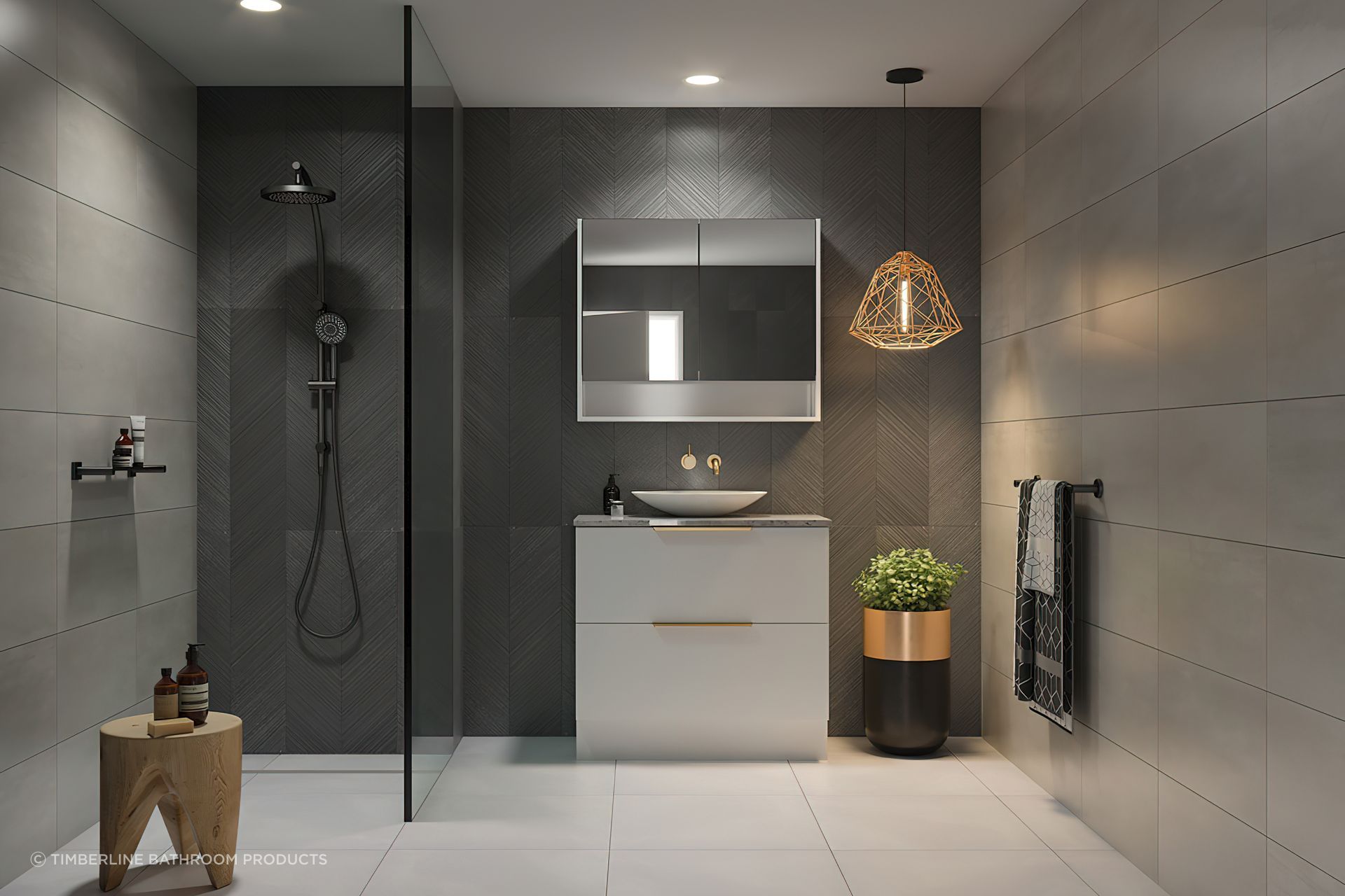 A bit of greenery can bring instant warmth, complemented here wonderfully by the exquisite Nevada plus bathroom cabinet