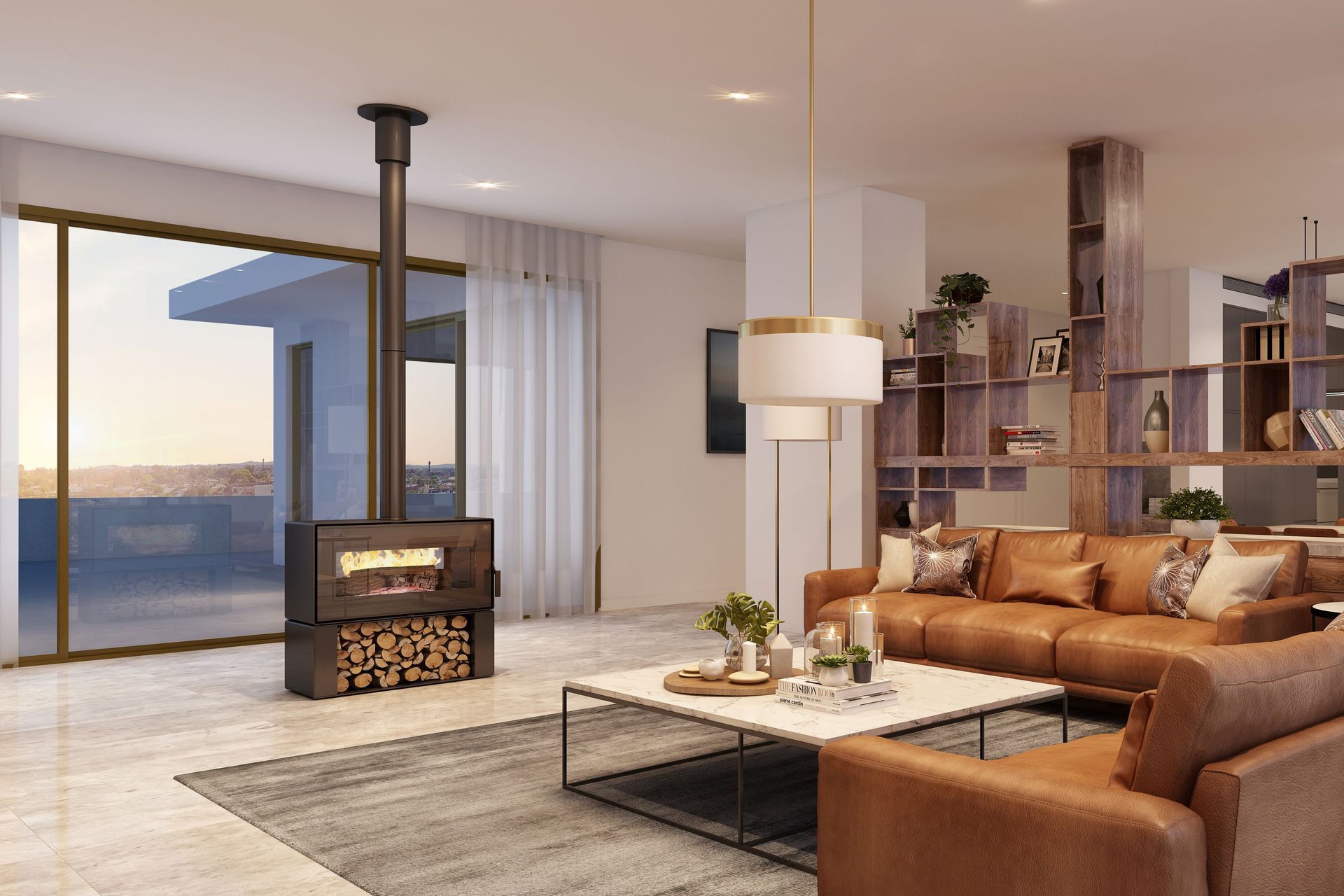 “Selecting a double-sided VisionLINE Taurus wood-burning fireplace can transform a home into a warm and elegant space,” says Hiddleston.