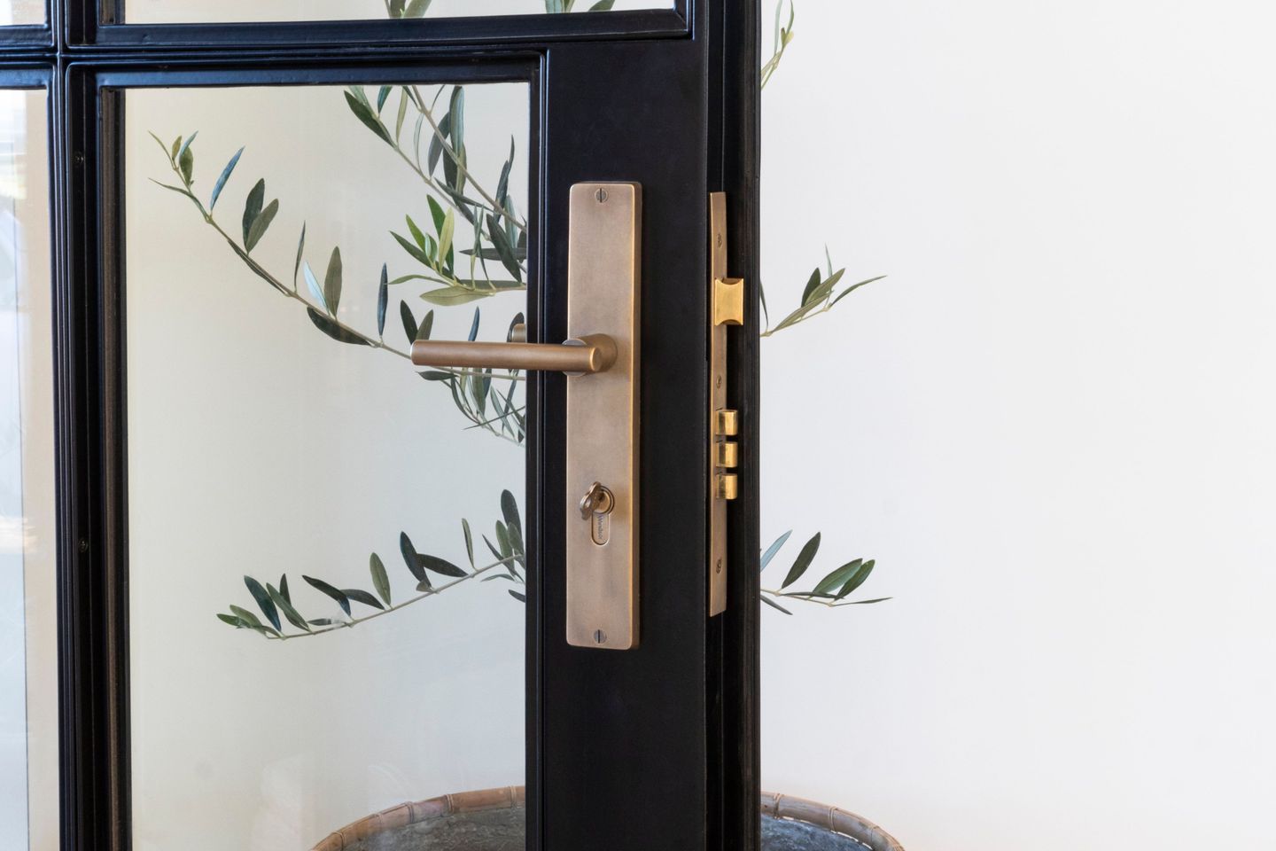 The Charleston entrance set in brass from Supreme Lock & Hardware.