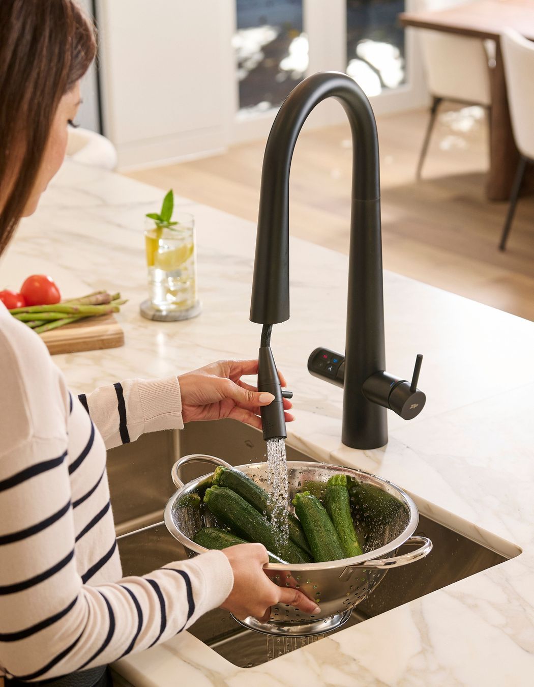 The HydroTap Celsius Plus All-In-One Pull-Out is ideal for preparing food.