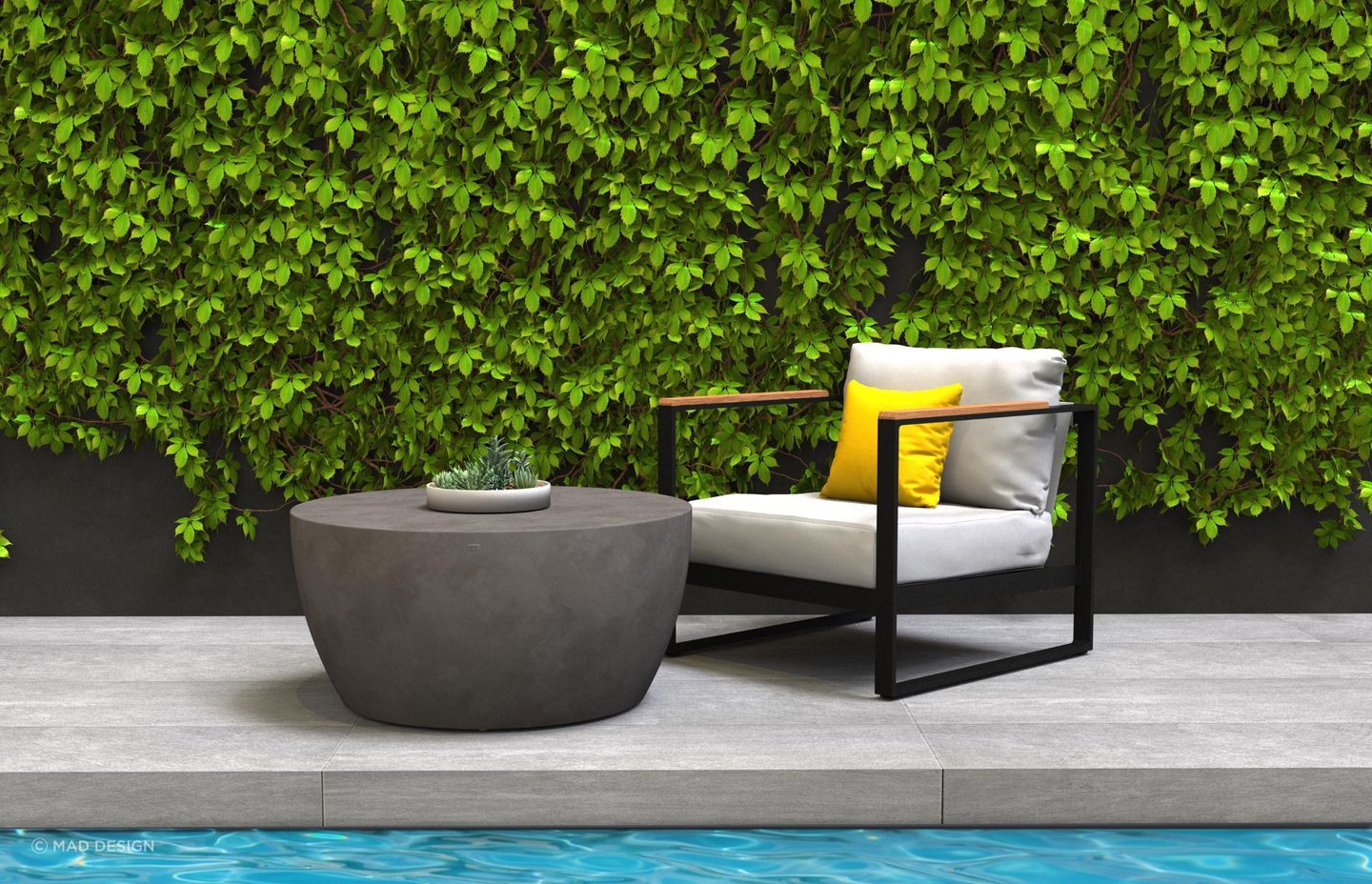 Made from 95% recycled materials and green cement, the Blinde™ Circ M2 Concrete Coffee Table is a bold, eco-friendly choice.