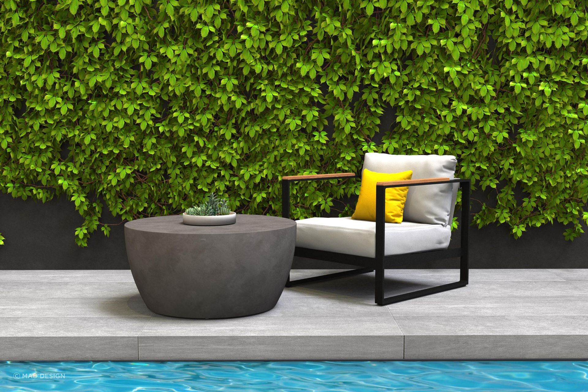 Made from 95% recycled materials and green cement, the Blinde™ Circ M2 Concrete Coffee Table is a bold, eco-friendly choice.