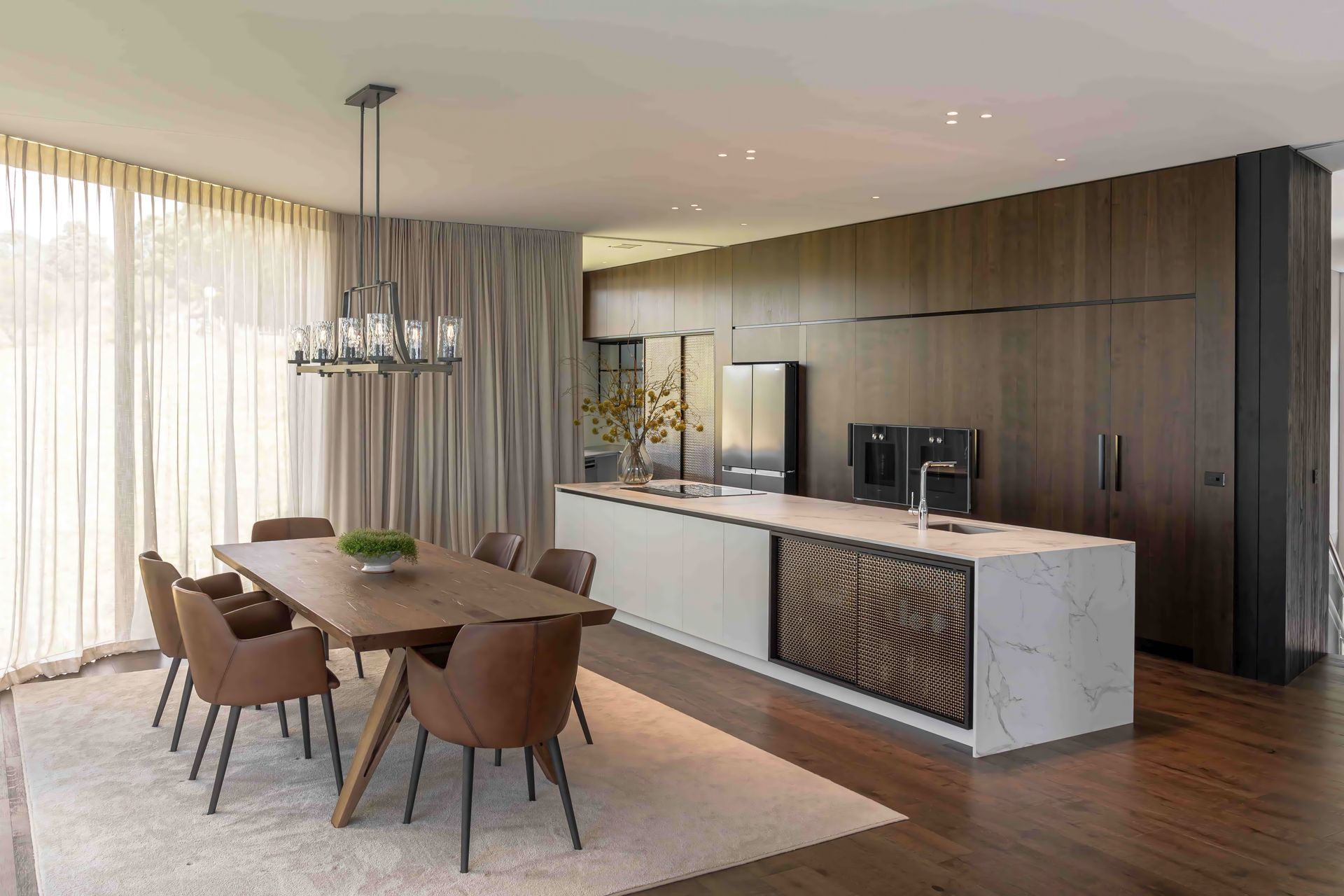 Fineline black anodised with archont woven panel.