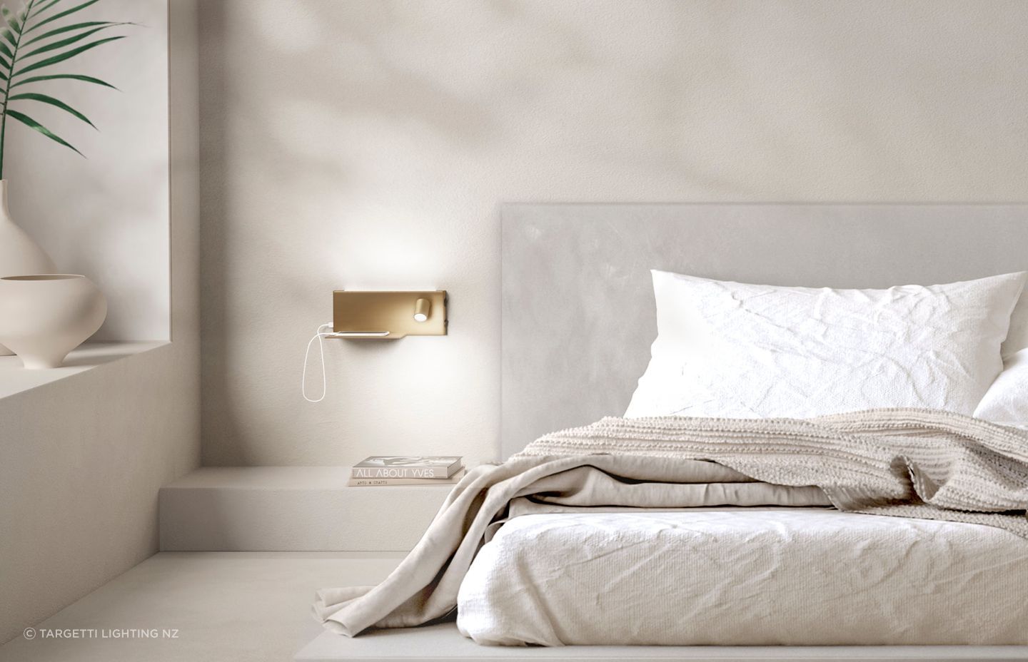 The Jay Wall Bedside Light boast charging ports, a phone tray, integrated on-off drivers and more.