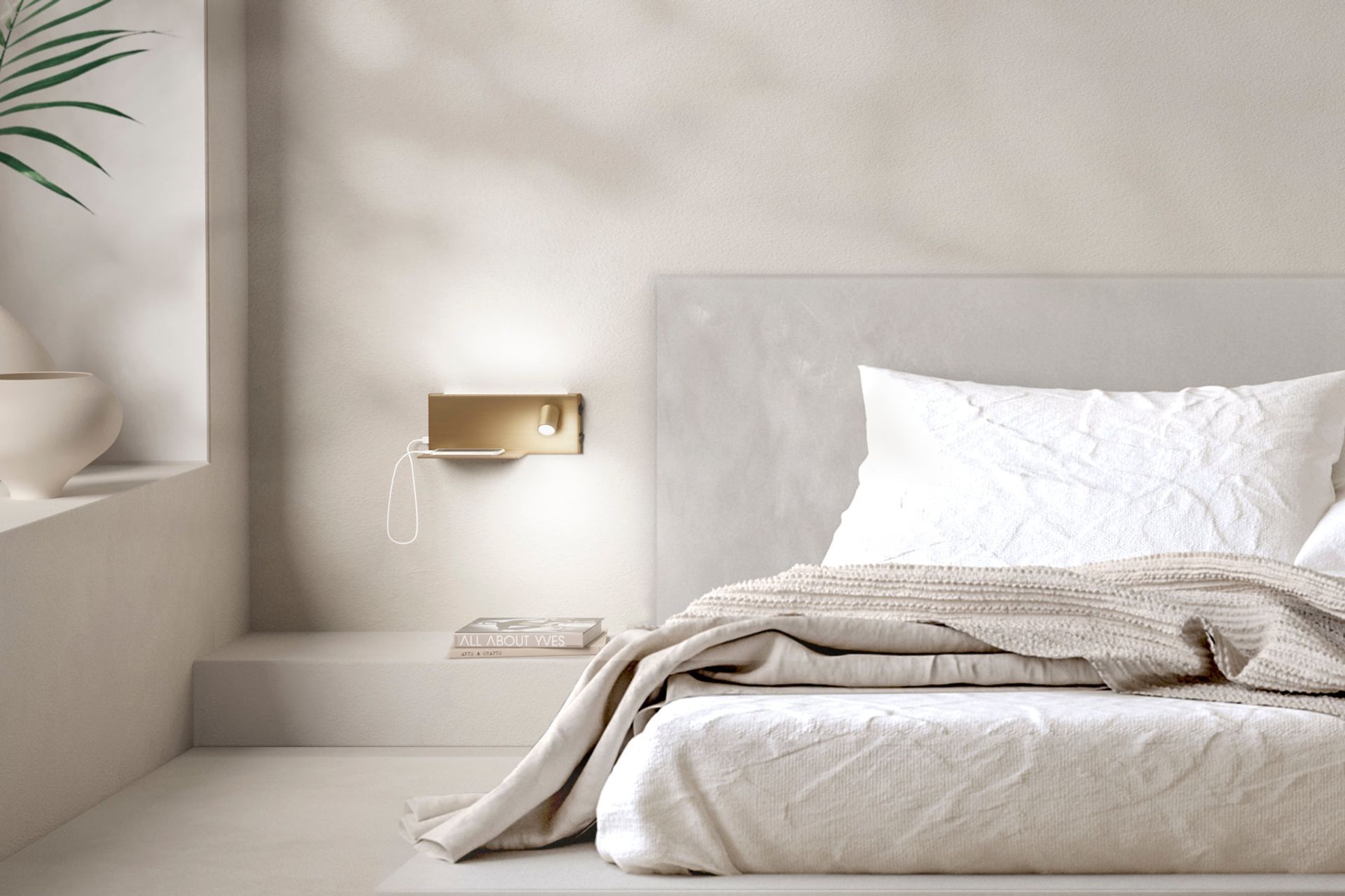 The Jay Wall Bedside Light boast charging ports, a phone tray, integrated on-off drivers and more.