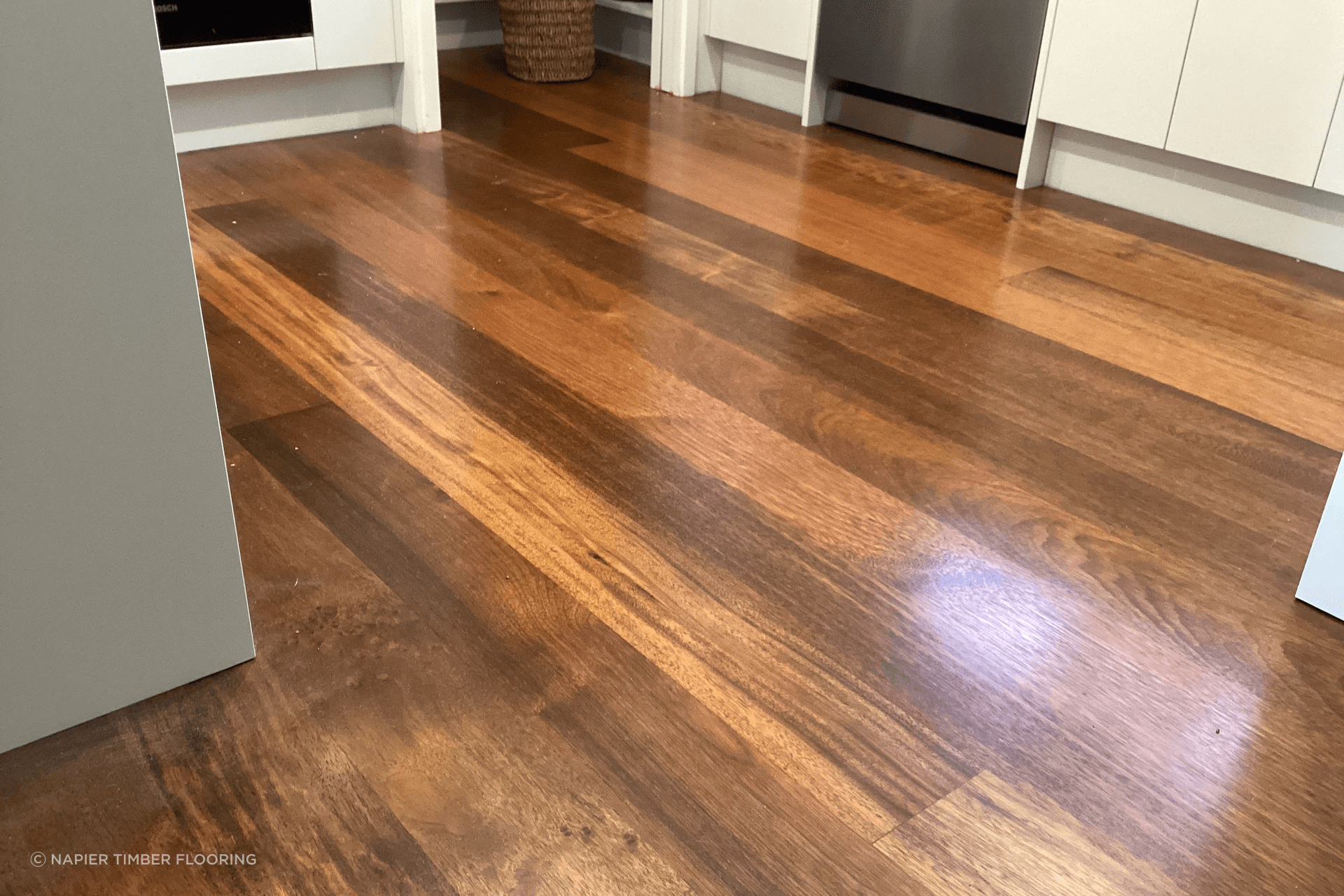 Kwila with moisture-cured polyurethane.