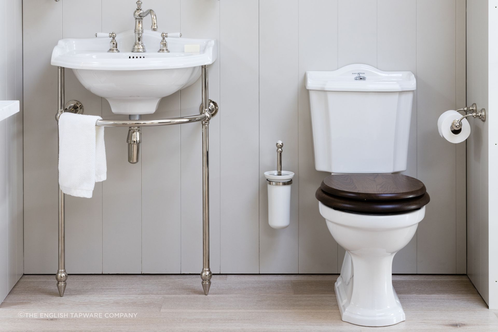 Traditional toilet design is on show in this bathroom with the Perrin &amp; Rowe Edwardian Toilet