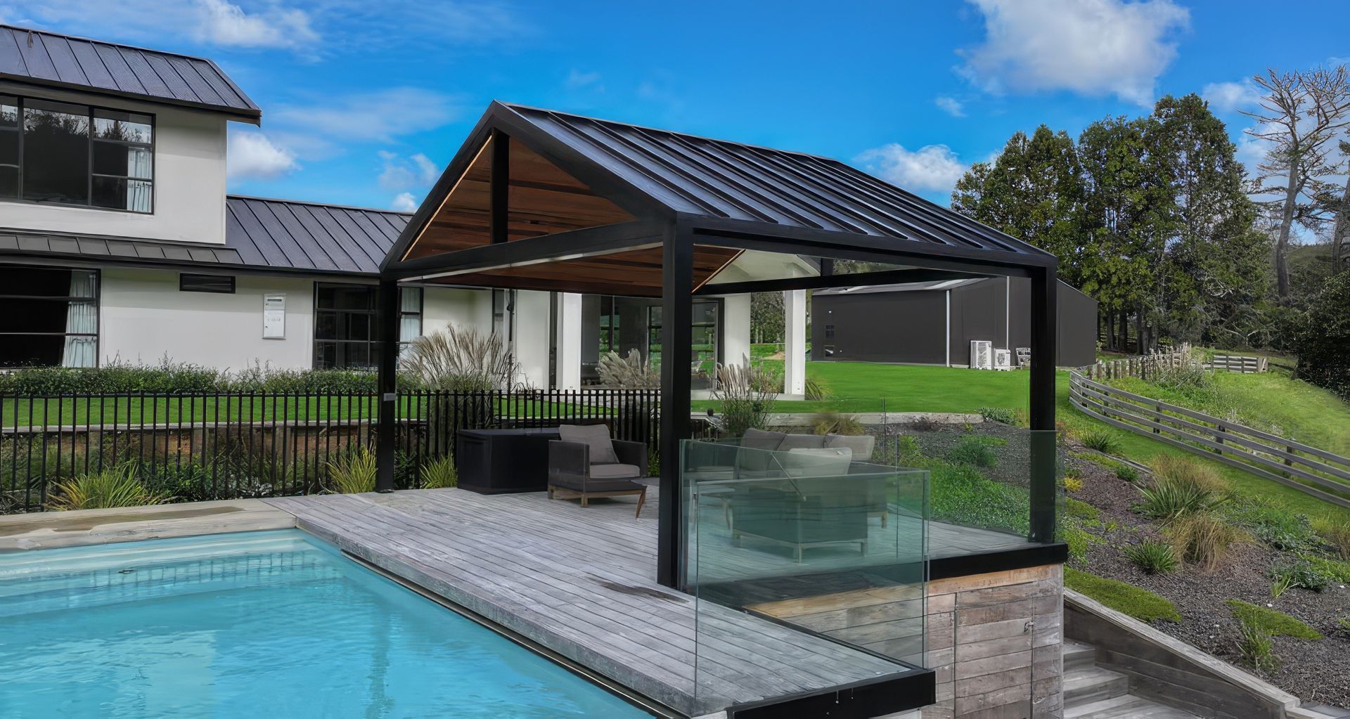 Riverhead Gable Pavilion by Sanctuary Pergolas.