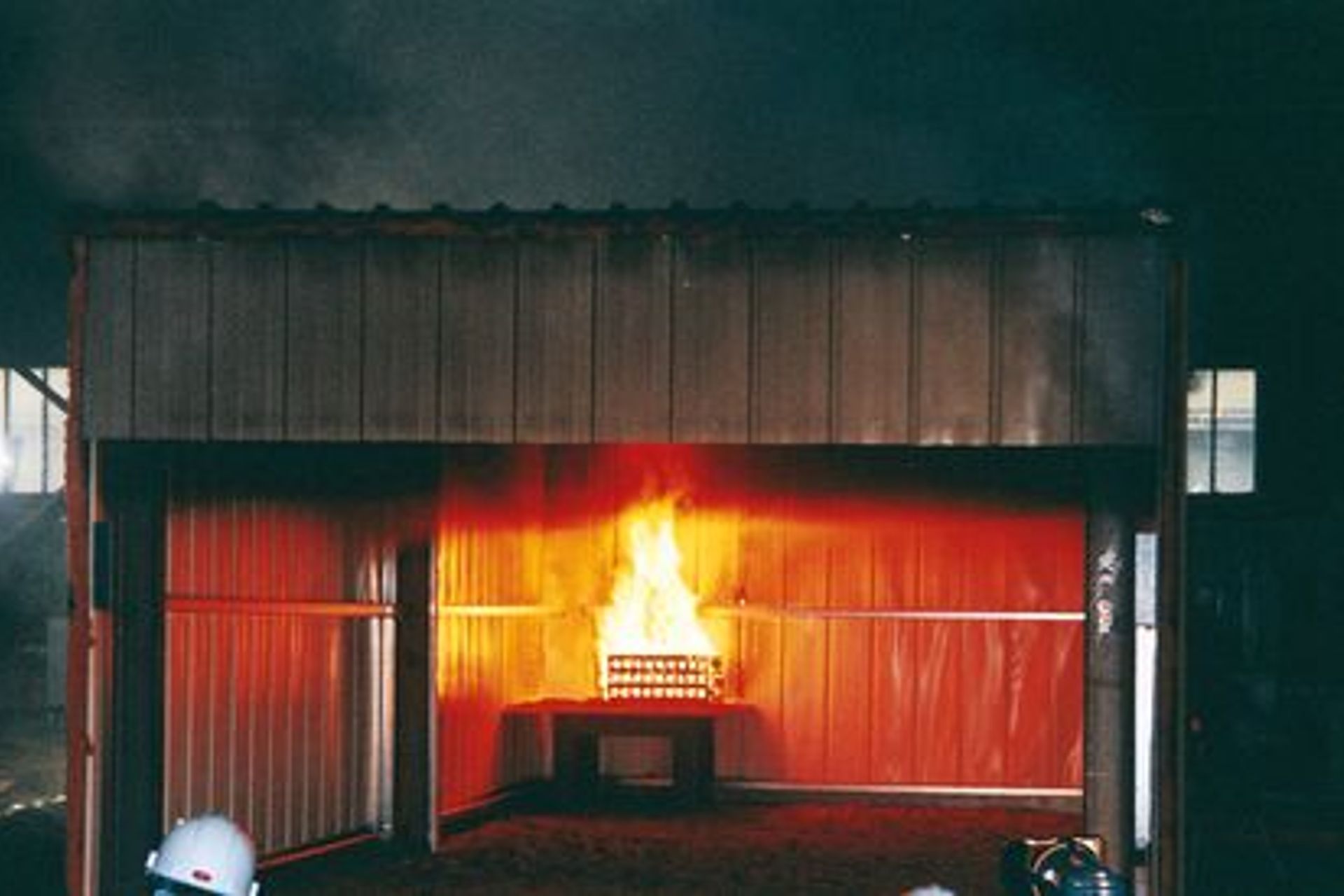 Viking Roofspec's WarmSpan roofing being tested in 'The Room' testing to obtain its Group 1S Rating.