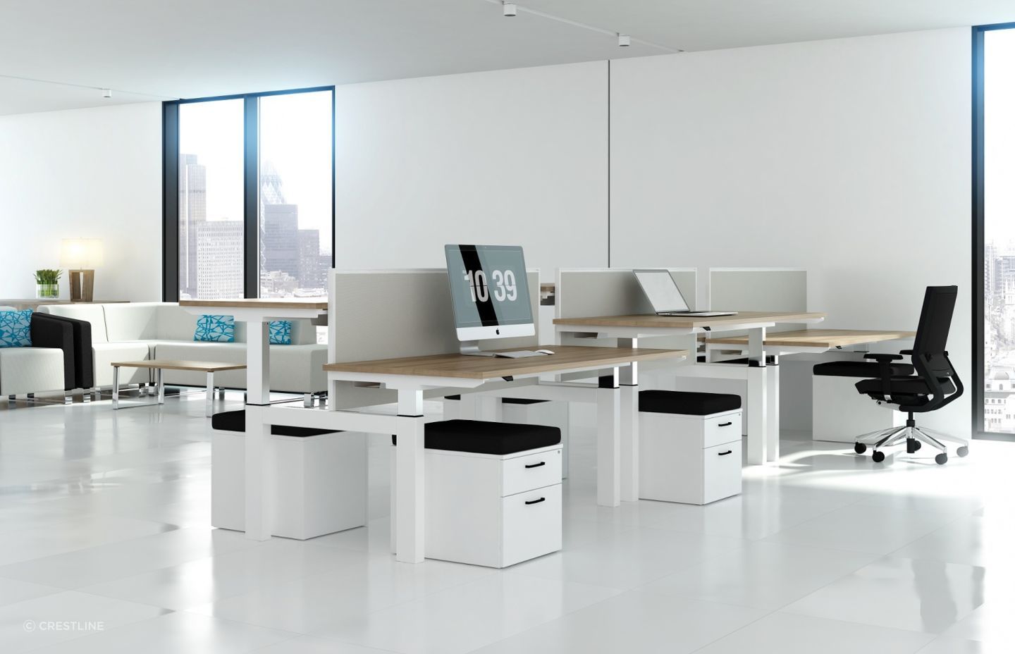 Gas spring adjustable desks can change height remarkably quickly.