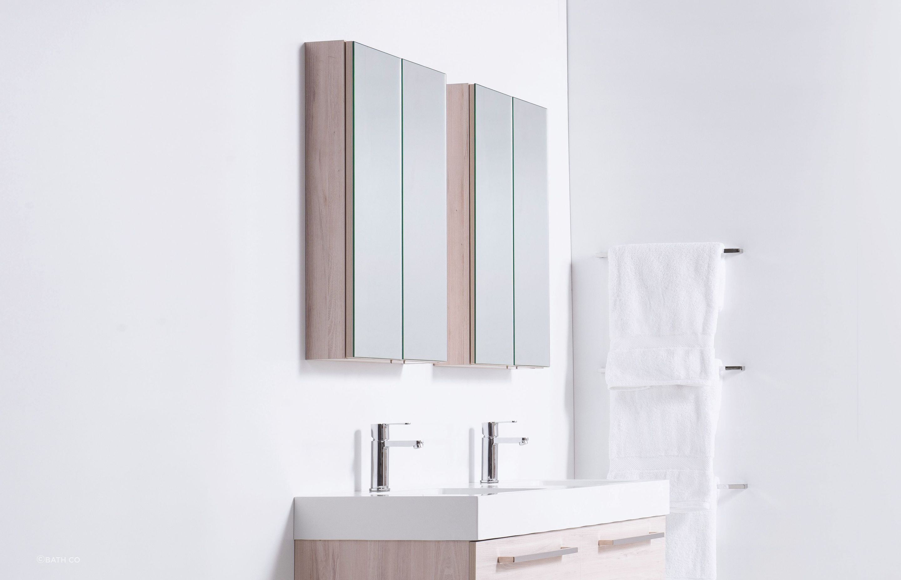Bathroom Mirror Cabinets are a functional, multipurpose solution, practical for any bathroom size. Image Credit: Bath Co