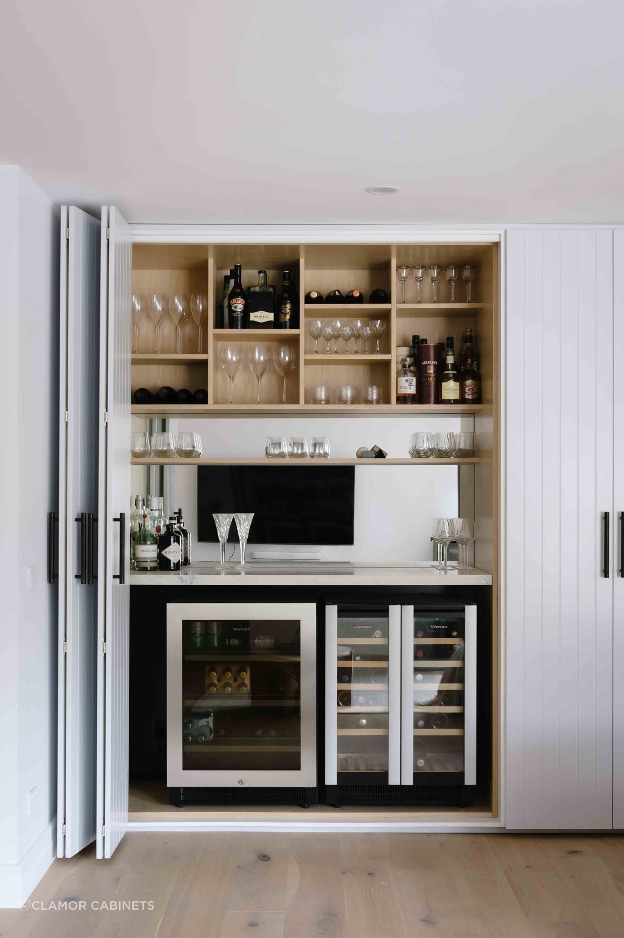 An exquisite drinks cabinet and bar at a Mornington Peninsula residence