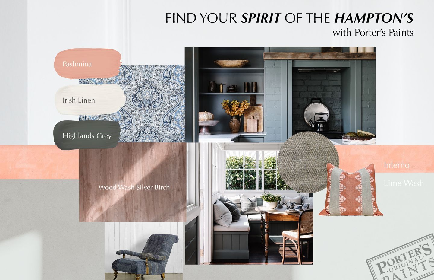 Find your Hampton's style with Porter's Paints - Mood Board 1.