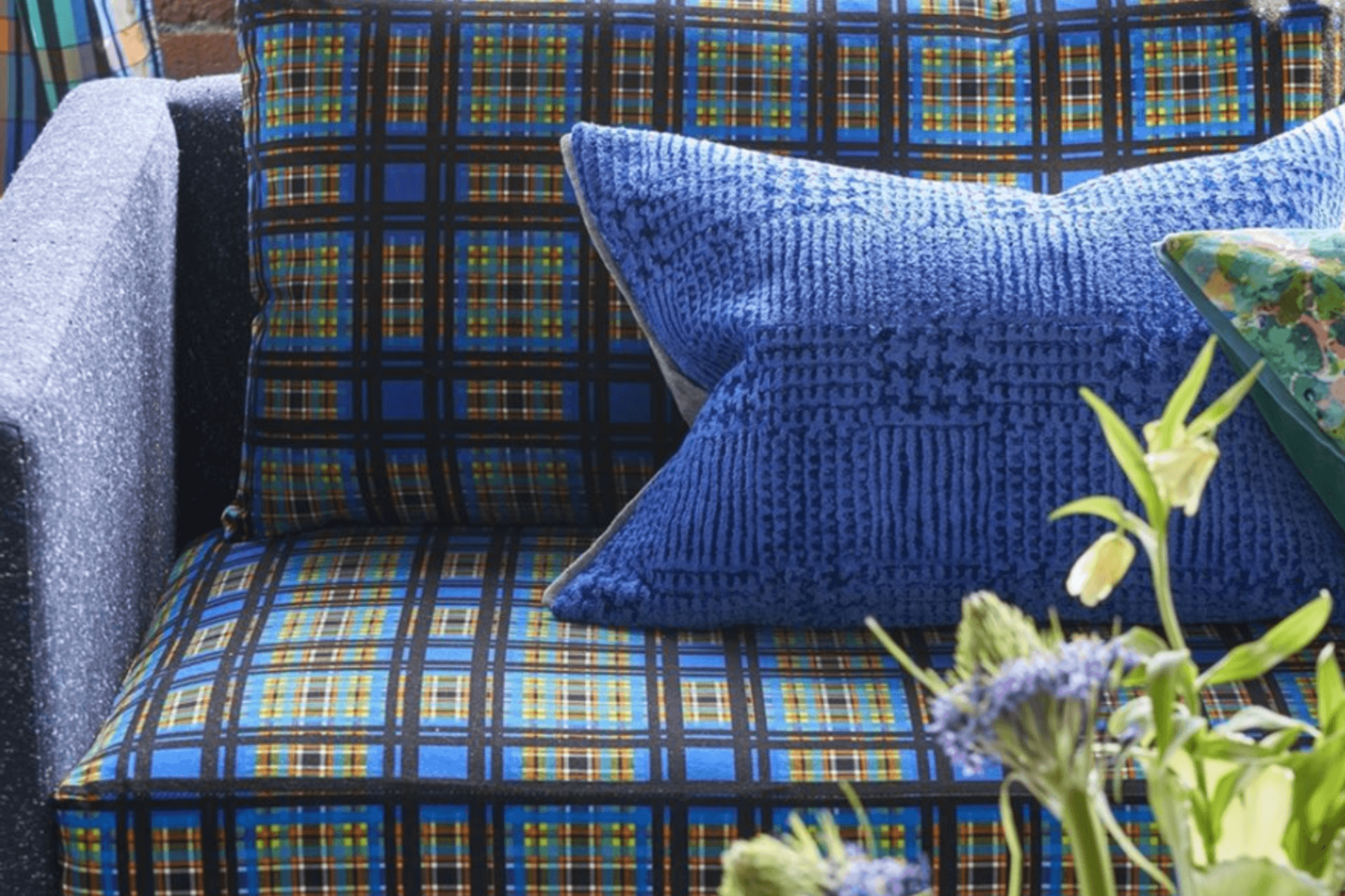 Checkered patterns to the fore in the Madhya Fabric Collection by Designer Guild