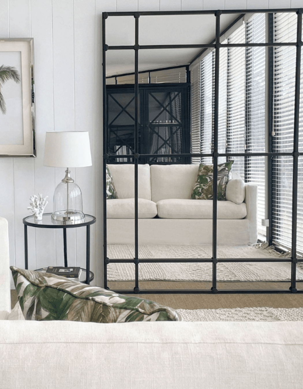 Crawford Rectangular 16 Pane Mirror Black from OneWorld Collection