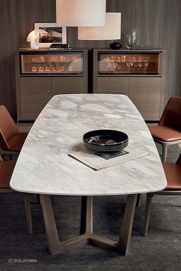 The exquisite Concorde Table with marble tabletop from Poliform