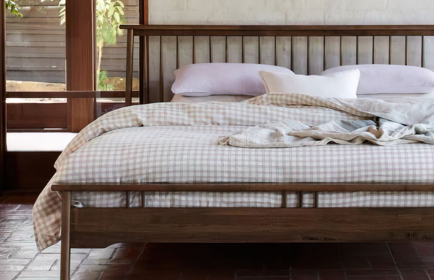 Mid-century styling on the Rome Hardwood King Size Bed Frame