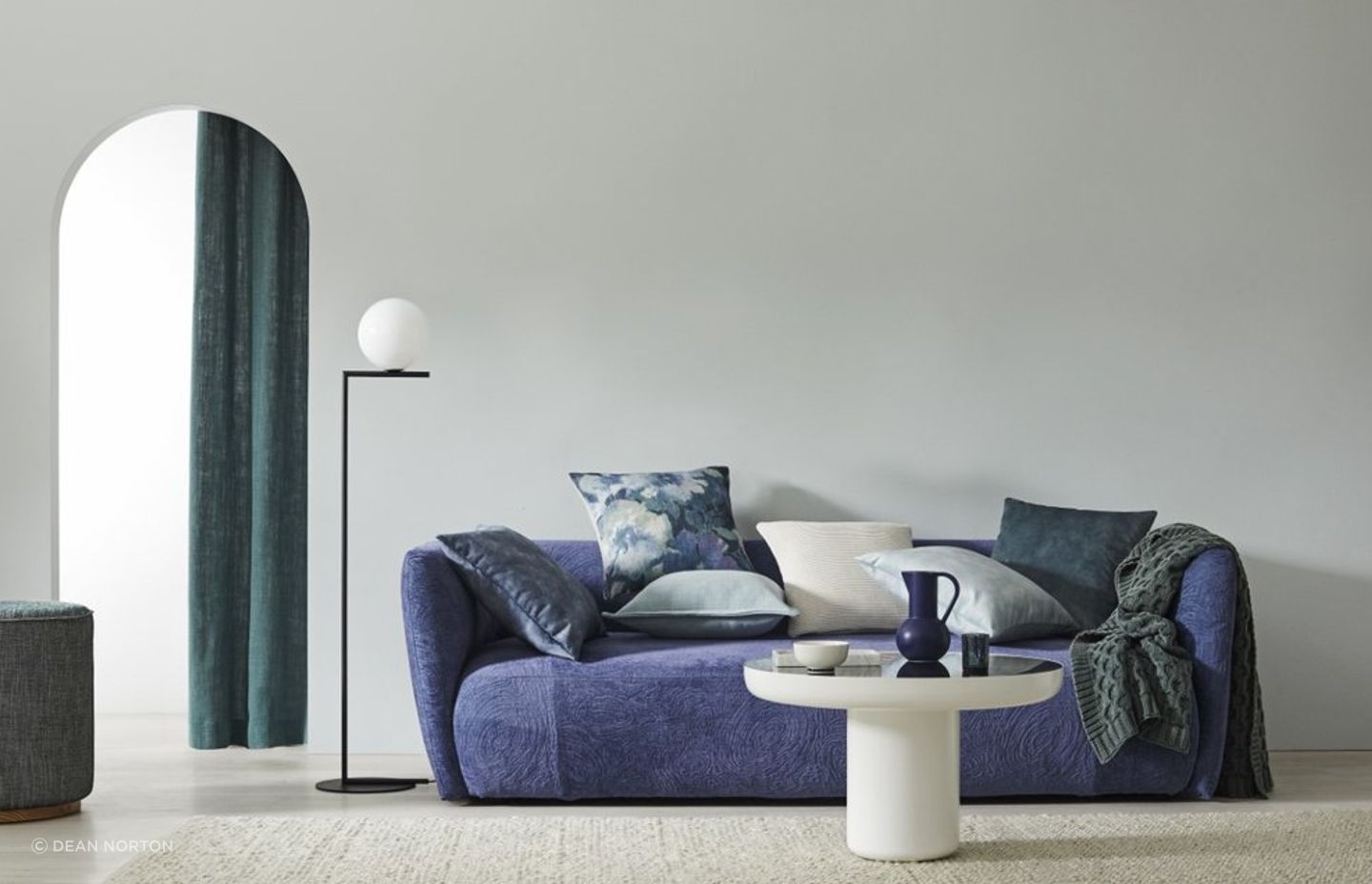 Modern sofa and cushion styling at the Weave Home