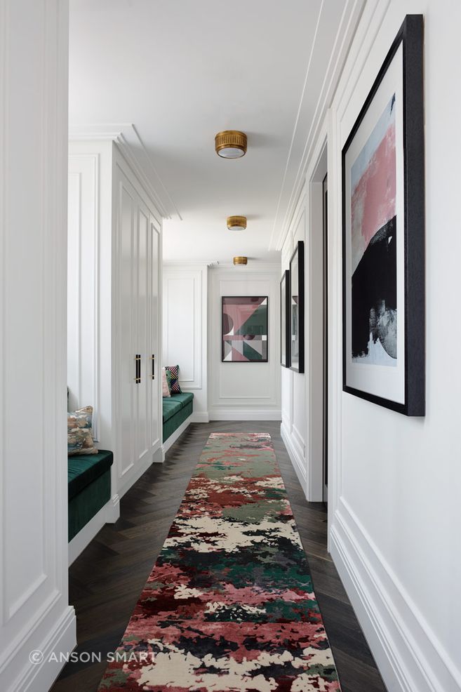 A custom hallway runner designed by Greg Natale.