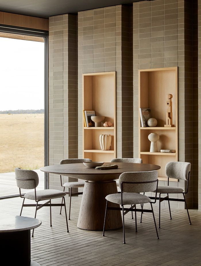 Pictured: Classique Round Dining Tables, Piccolo Dining Chair, Hanson Eden Set of 3 Bowls, Talua Goblet Bowl, Orb Set of 3 Sculptures, Coral Vessel & Spire Vessels, Boden Stripe Bud Vase, Theron Geo Sculpture, Rufus Indra Pill Shallow Bowl