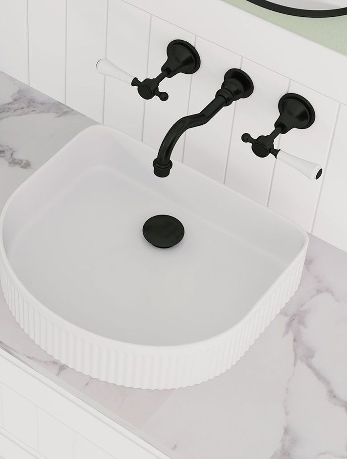 Lillian Lever Basin/Bath Wall Set with Ceramic Handle by Fienza