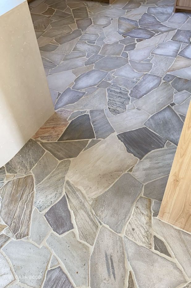 Complicated organic stone tiles need an experienced tiler to lay them.