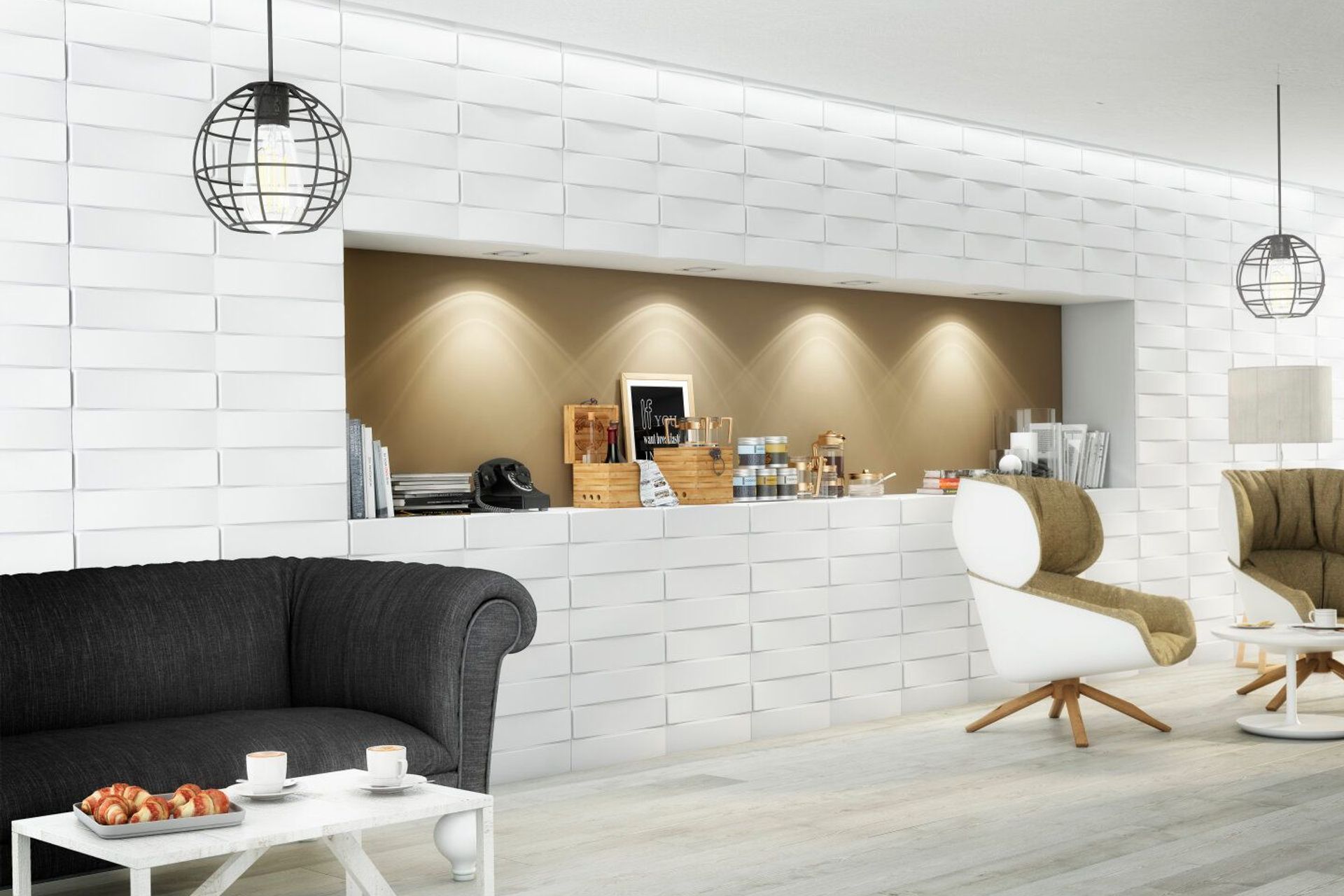 The 3D Magnolia Modular Wall Tile by Muros are designed to create dynamic and contemporary spaces with ease.