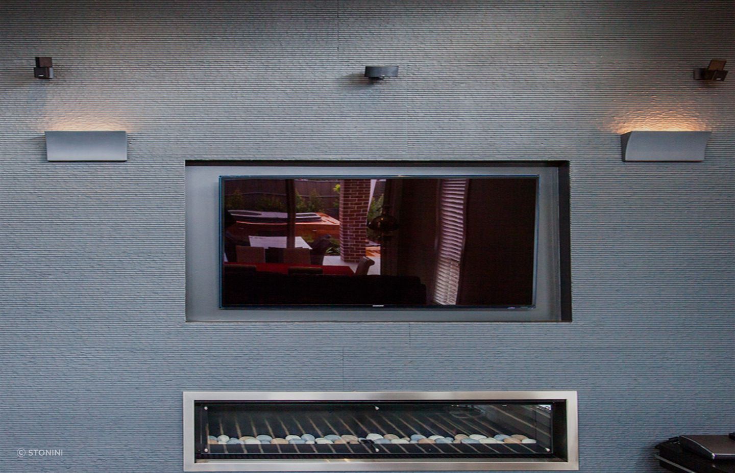 These 3D Wall panels are available in a bluestone or mica surface finish. Featured product: Cabana 3D Wall Panel.