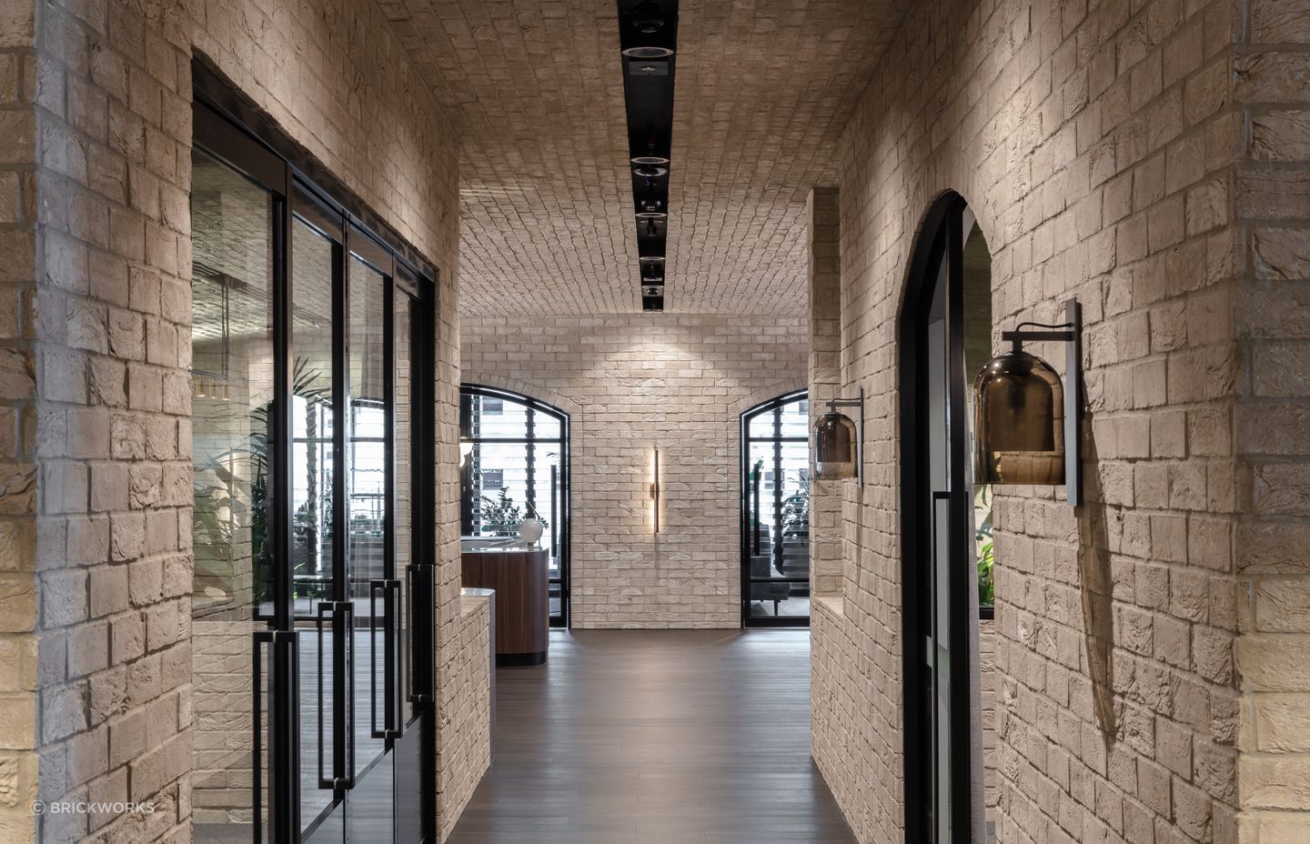 San Selmo smoked bricks shown here in a grey cashmere finish .