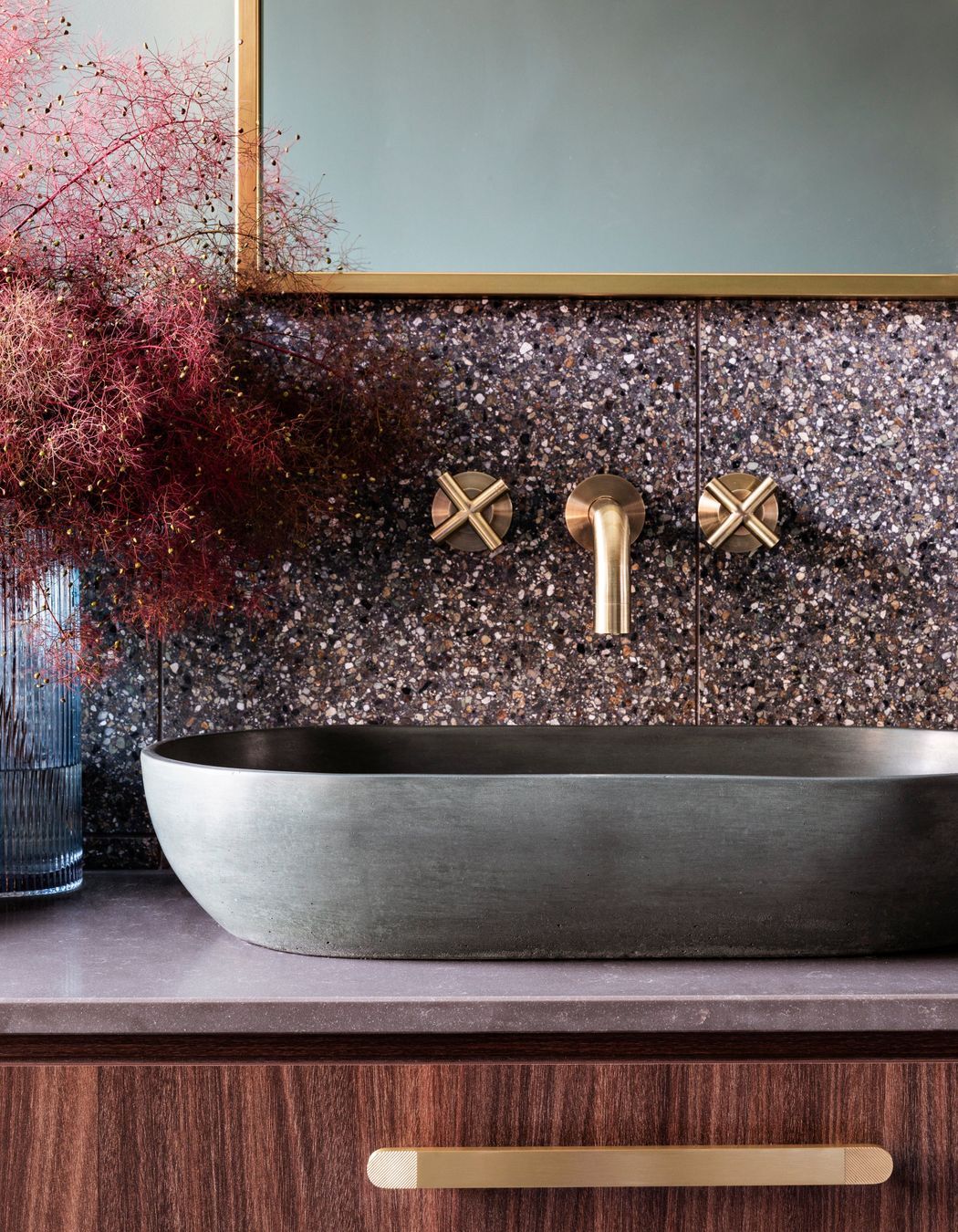 Round Cross Handle Jumper Valve Wall Top Assemblies - Tiger Bronze
by Meir