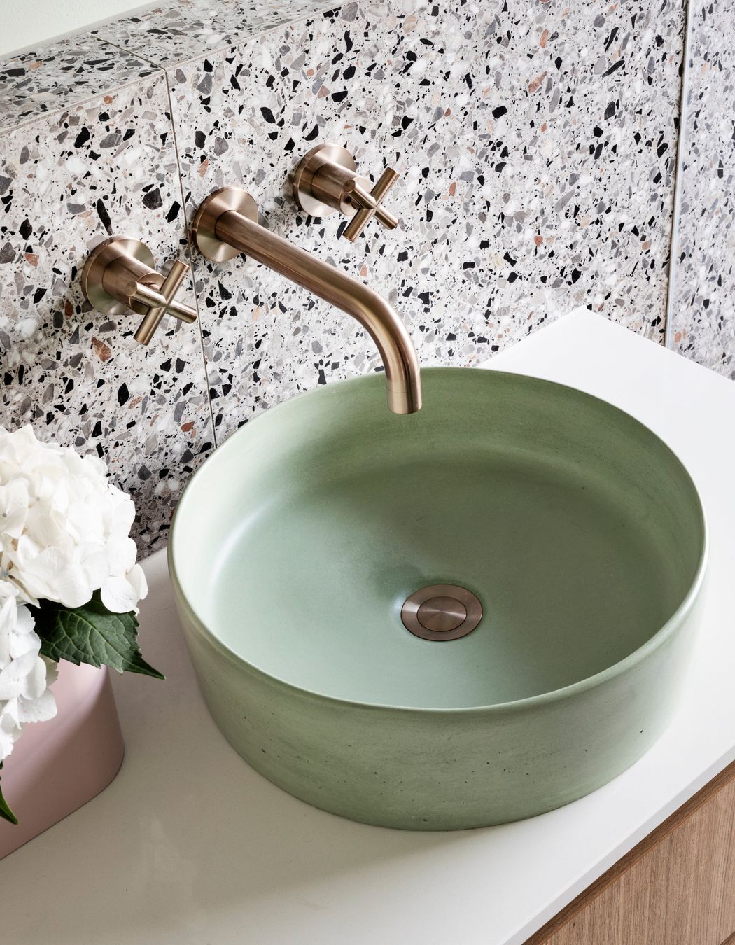 Round Cross Handle Jumper Valve Wall Top Assemblies - Champagne by Meir