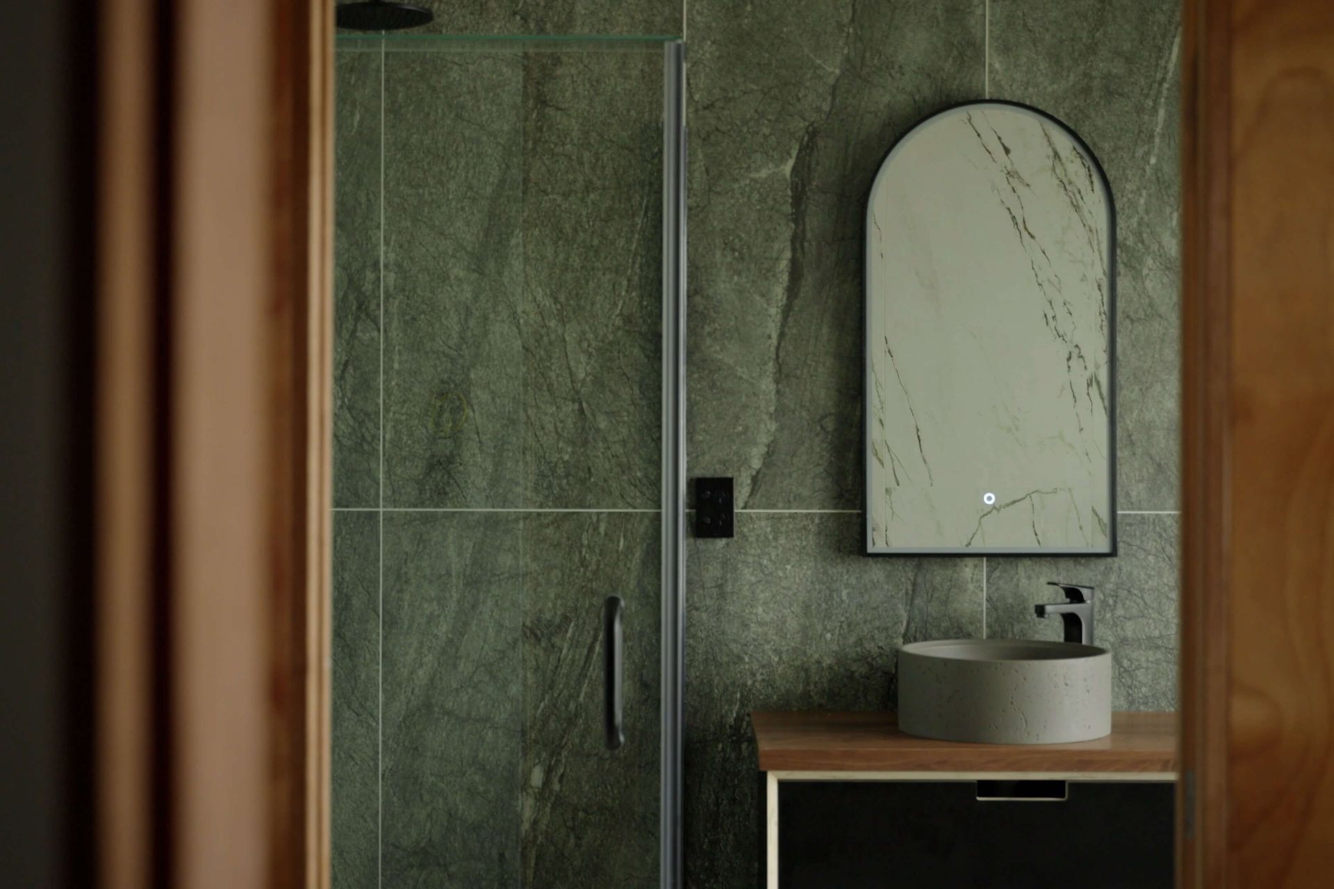 A new, fully tiled bathroom elevates this home renovation to the next level.