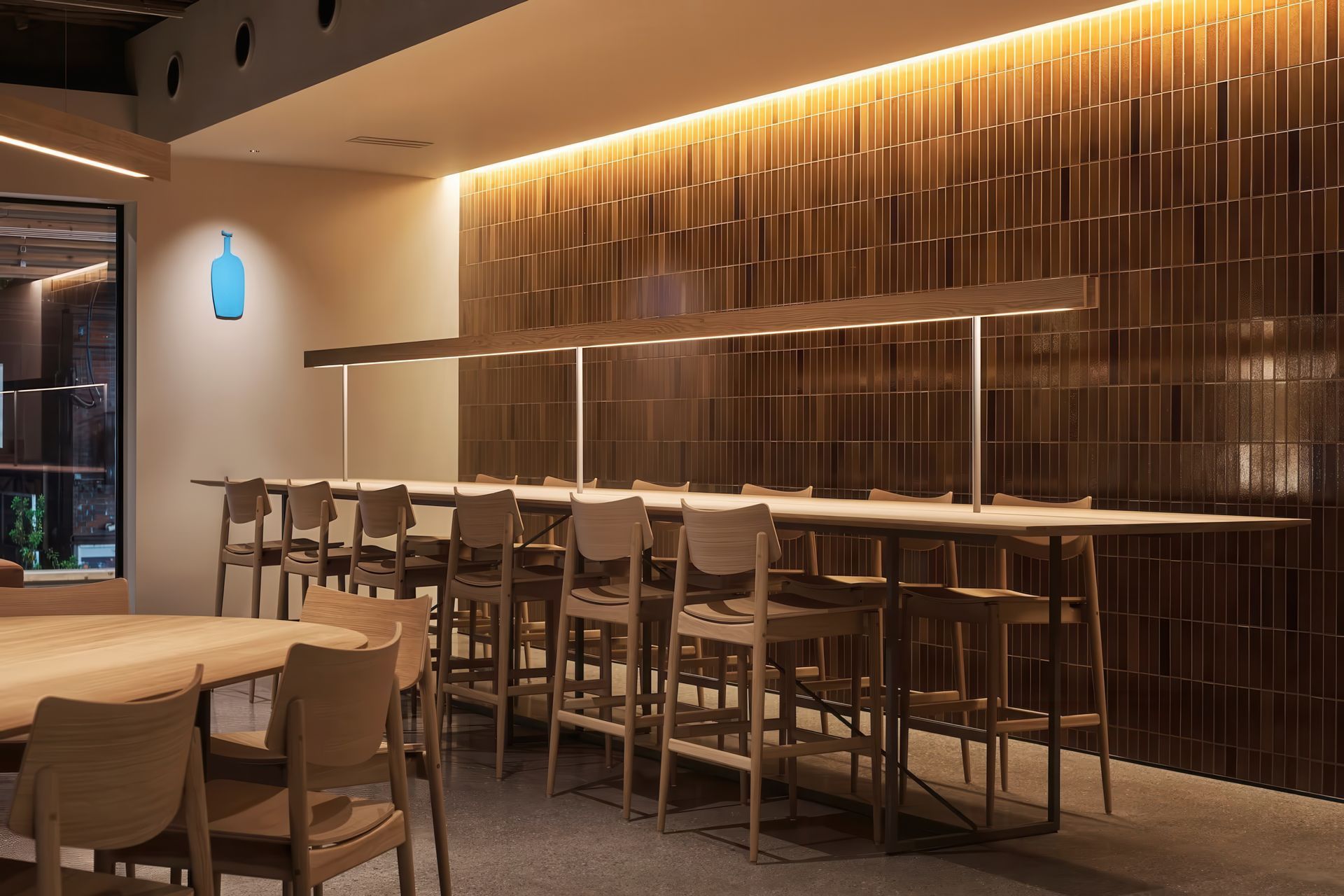 A-BS01 Bar Stool / Oak, stain options. This stool exhibits all of the understated elegance that we love from designer Keiji Ashizawa for Karimoku Case. This stool was designed during the planning for Blue Bottle Coffee Shibuya Cafe to match the dining chair.