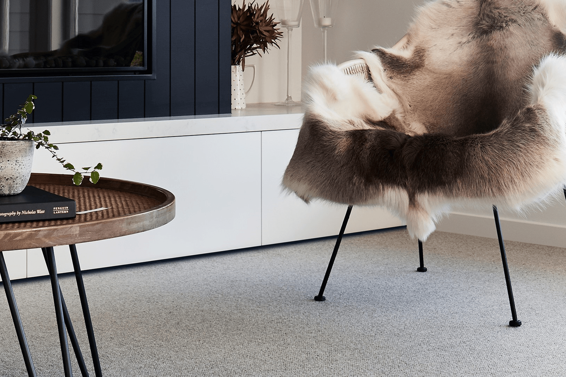 Wool carpets are a sophisticated choice for living spaces. Featured product: Aviemore Wool Carpet.