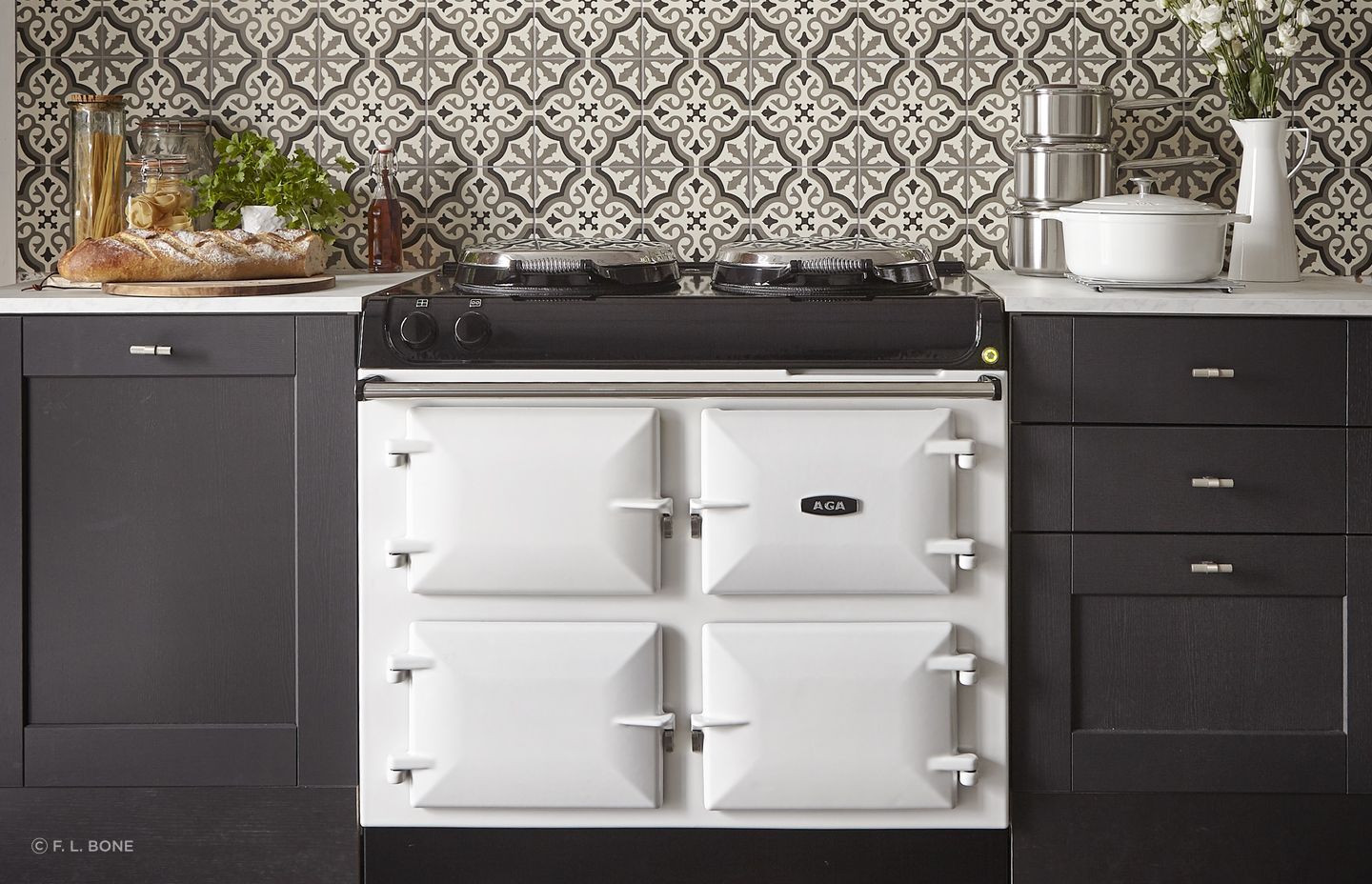 Economically runs on gas and cooks using radiant heat — the exquisite AGA 3-Oven Dual Control Cast Iron Oven.