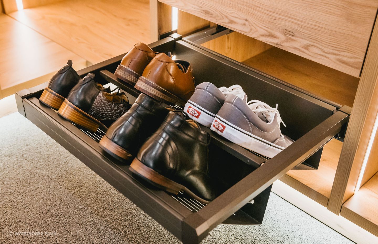 Customisation is key: this drawer is designed for neatly storing shoes so you don't have anything on the floor.