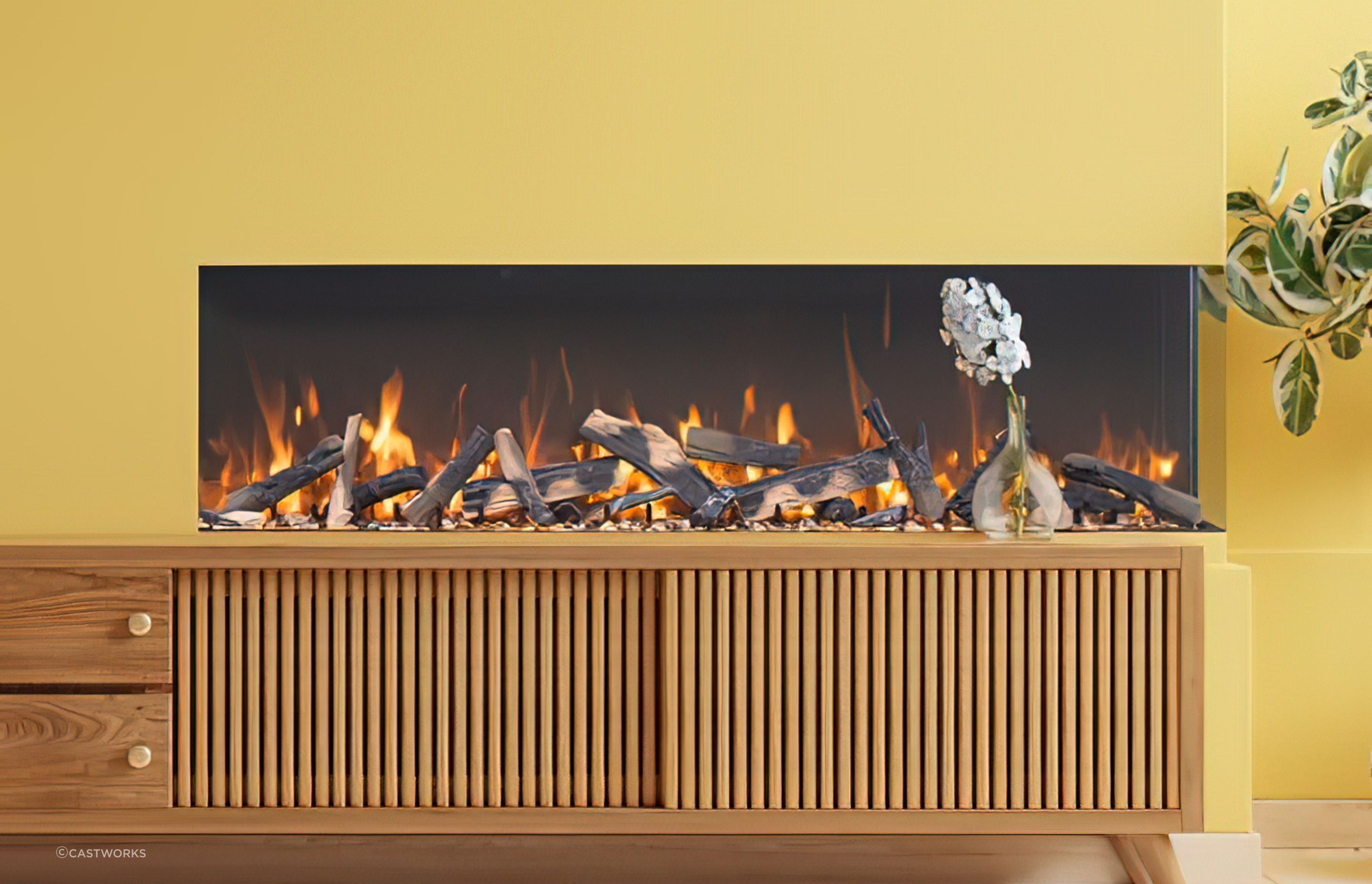 The Amantii Tru View Bespoke 65 Electric Fireplace is great alternative to a traditional wood-burning option.