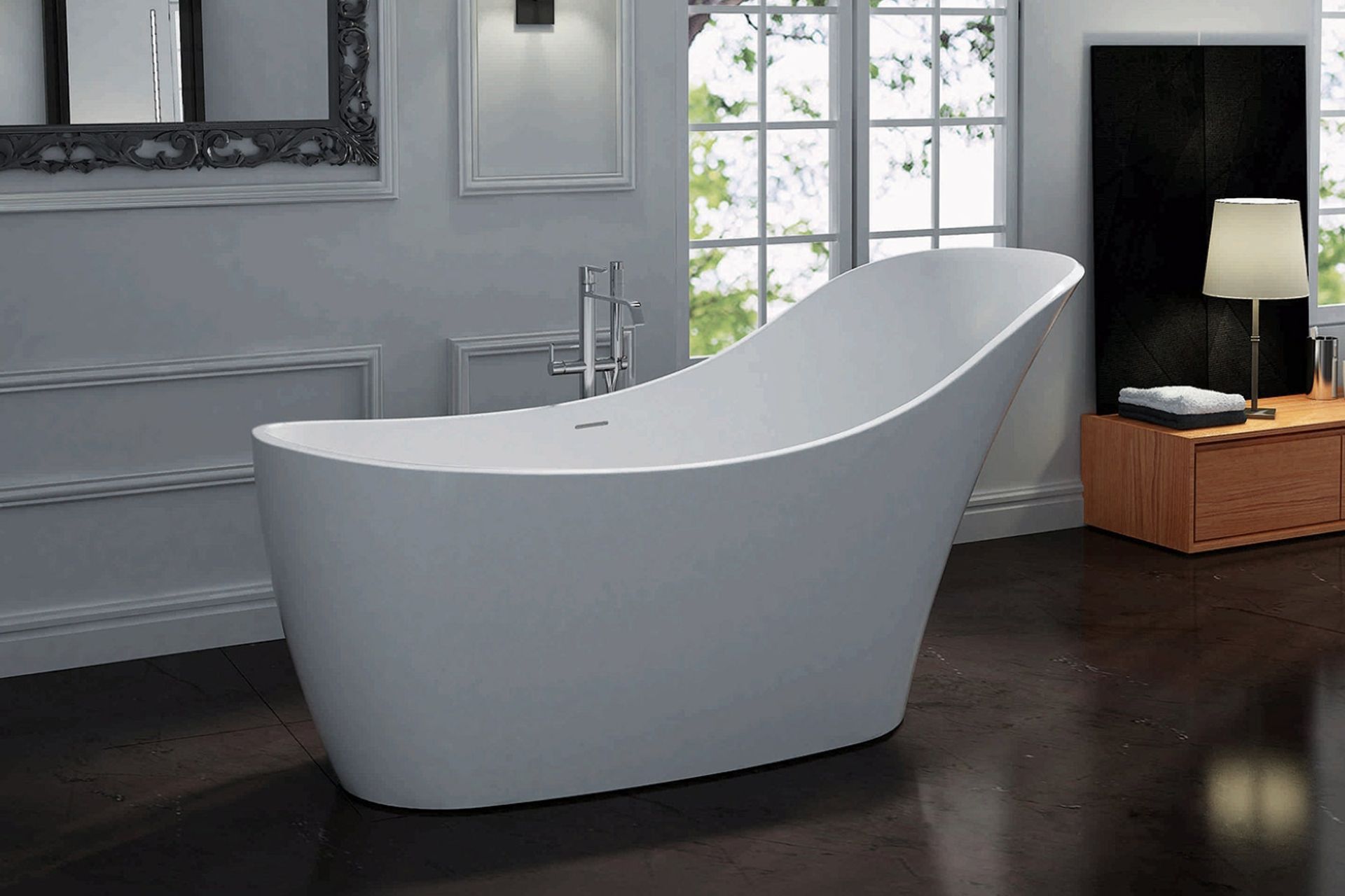 A luxurious slipper bath, the Anna Bath by BelloCasa is made with comfort in mind.