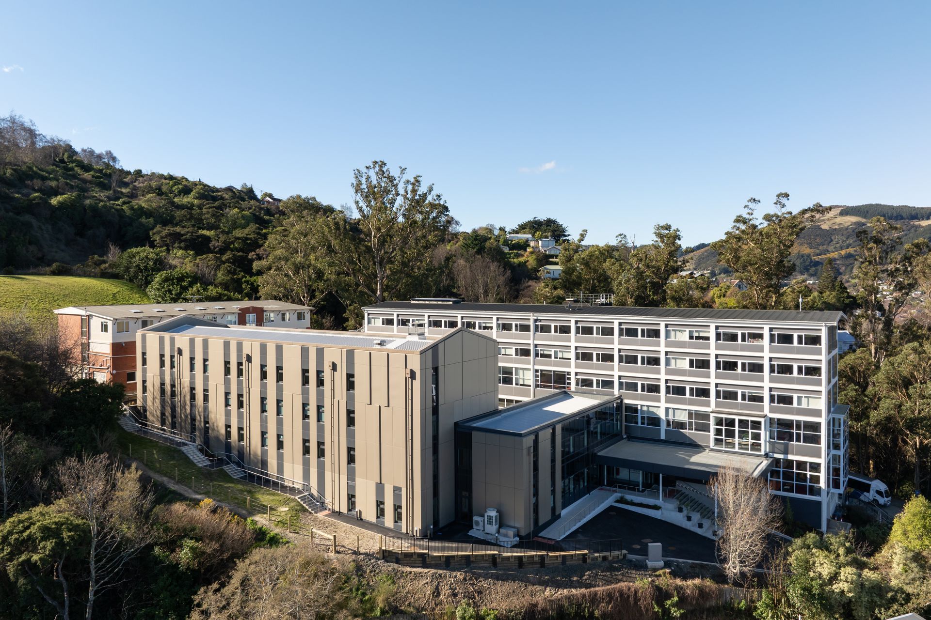 “What looks cheap at construction can have a significant impact on the ongoing cost to the school. It makes no sense to save on construction costs, only to pull money out of the school's operating cost to pay for the regular maintenance of a cheap façade.” Picture: Aquinas College Extension, Dunedin.